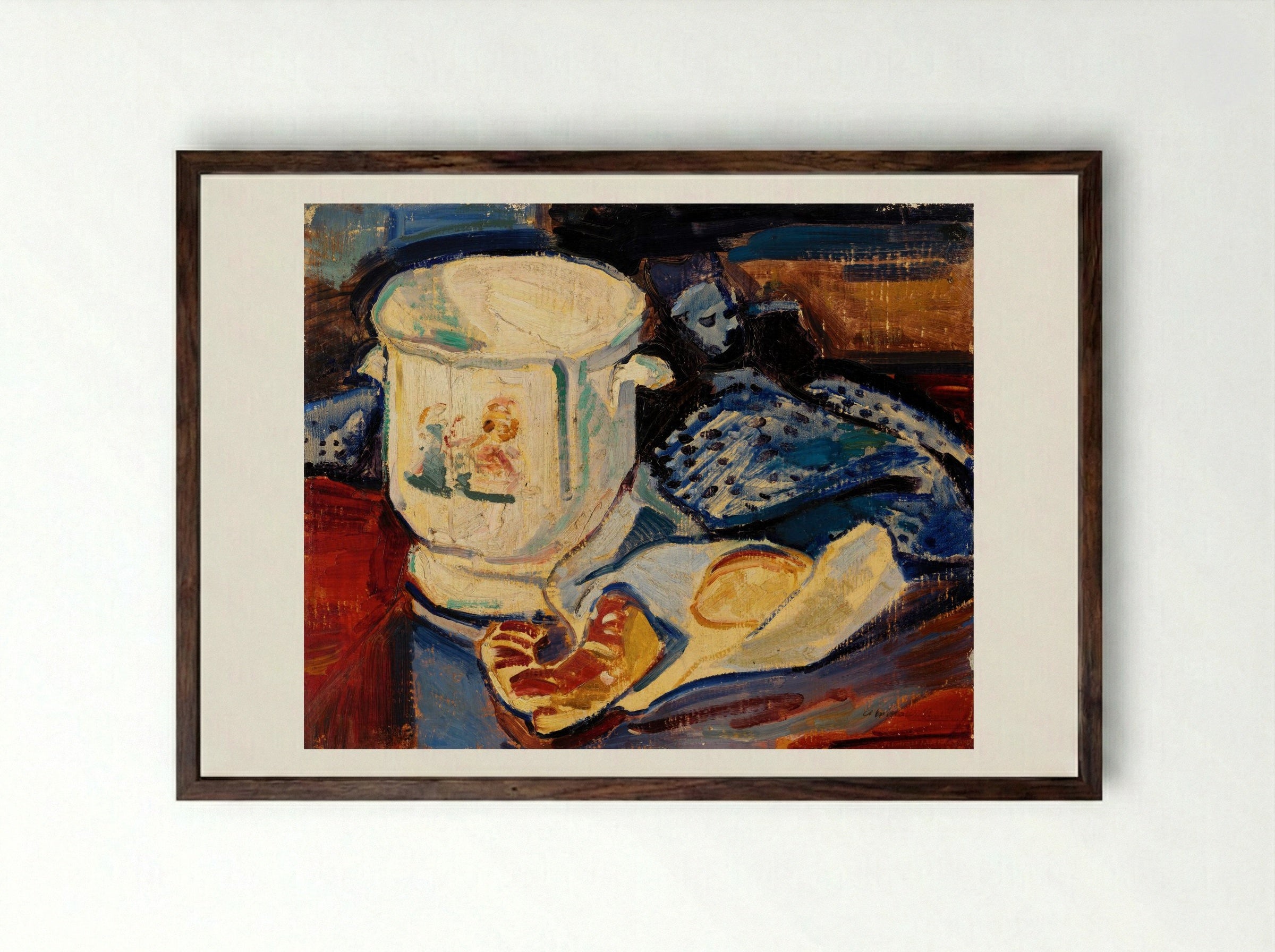 Still Life with Jardinière - Alfred Henry Maurer - Framed Print Dark Wood
