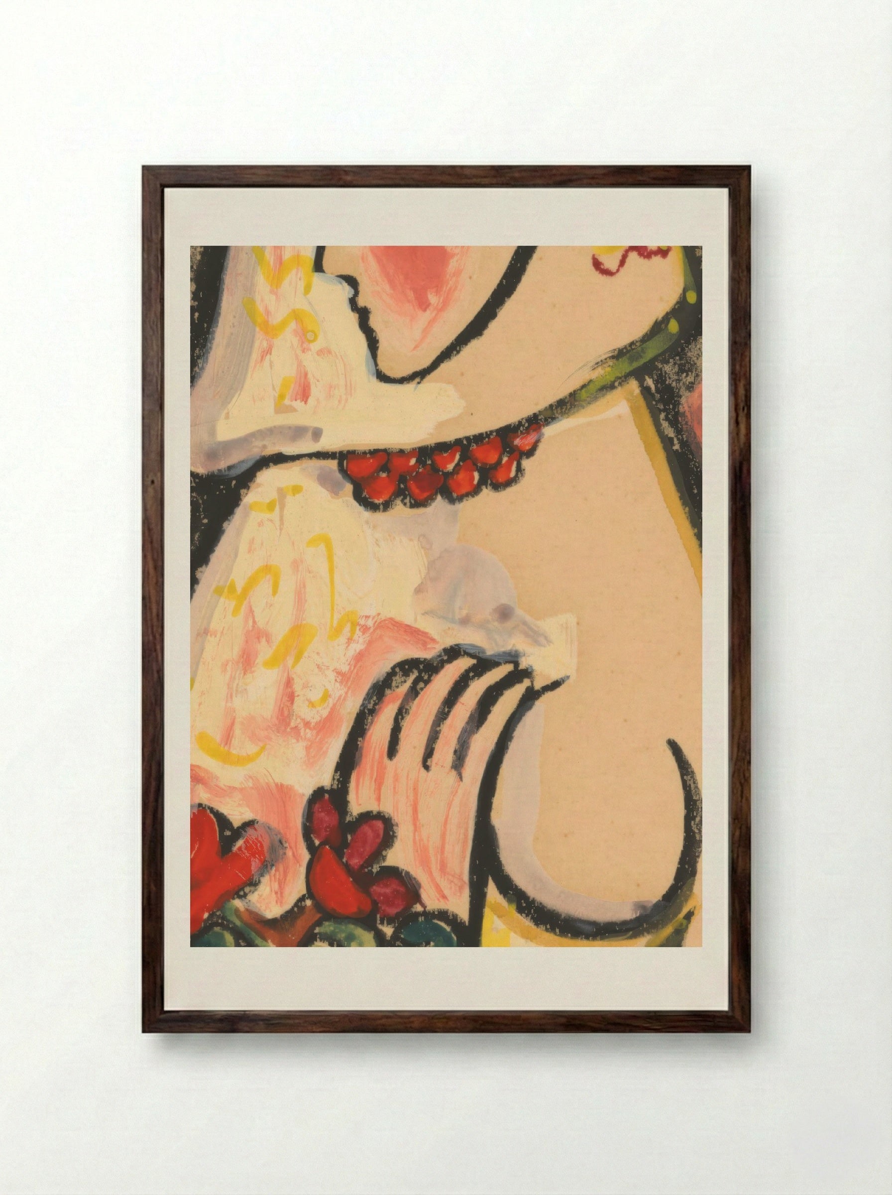 Girl with a Basket of Flowers - Mikuláš Galanda - Framed Print Dark Wood