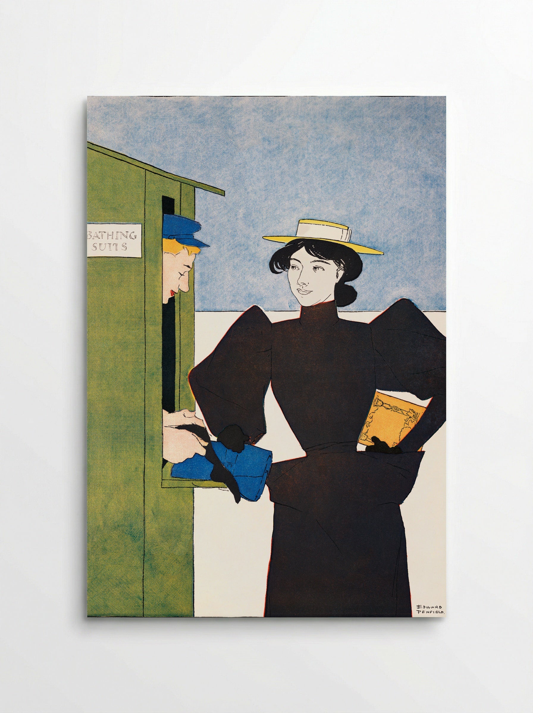 Woman Picking Up Bathing Suits - Edward Penfield - Poster