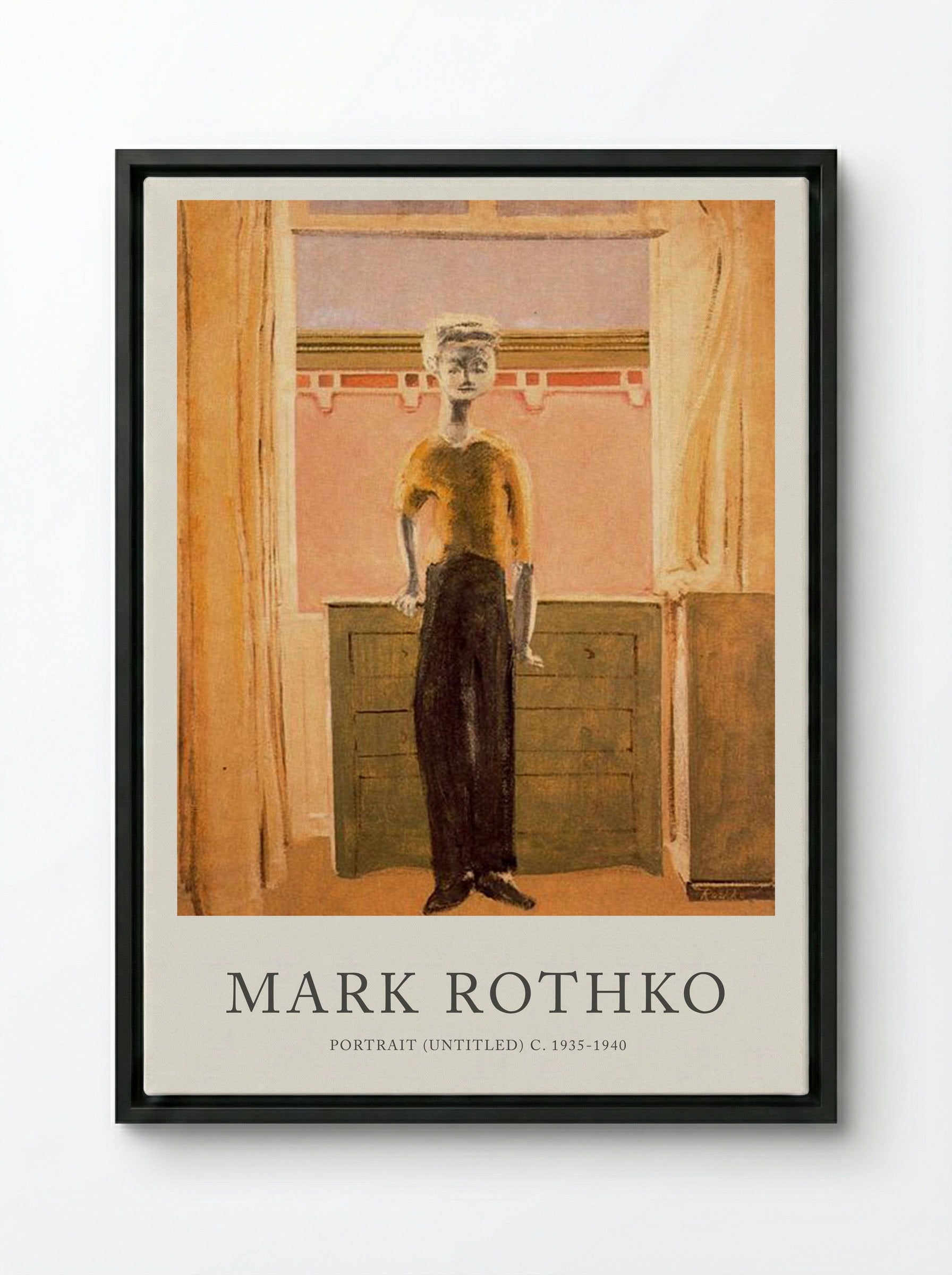 Untitled (Standing Figure by Window) - Mark Rothko - Framed Canvas Black