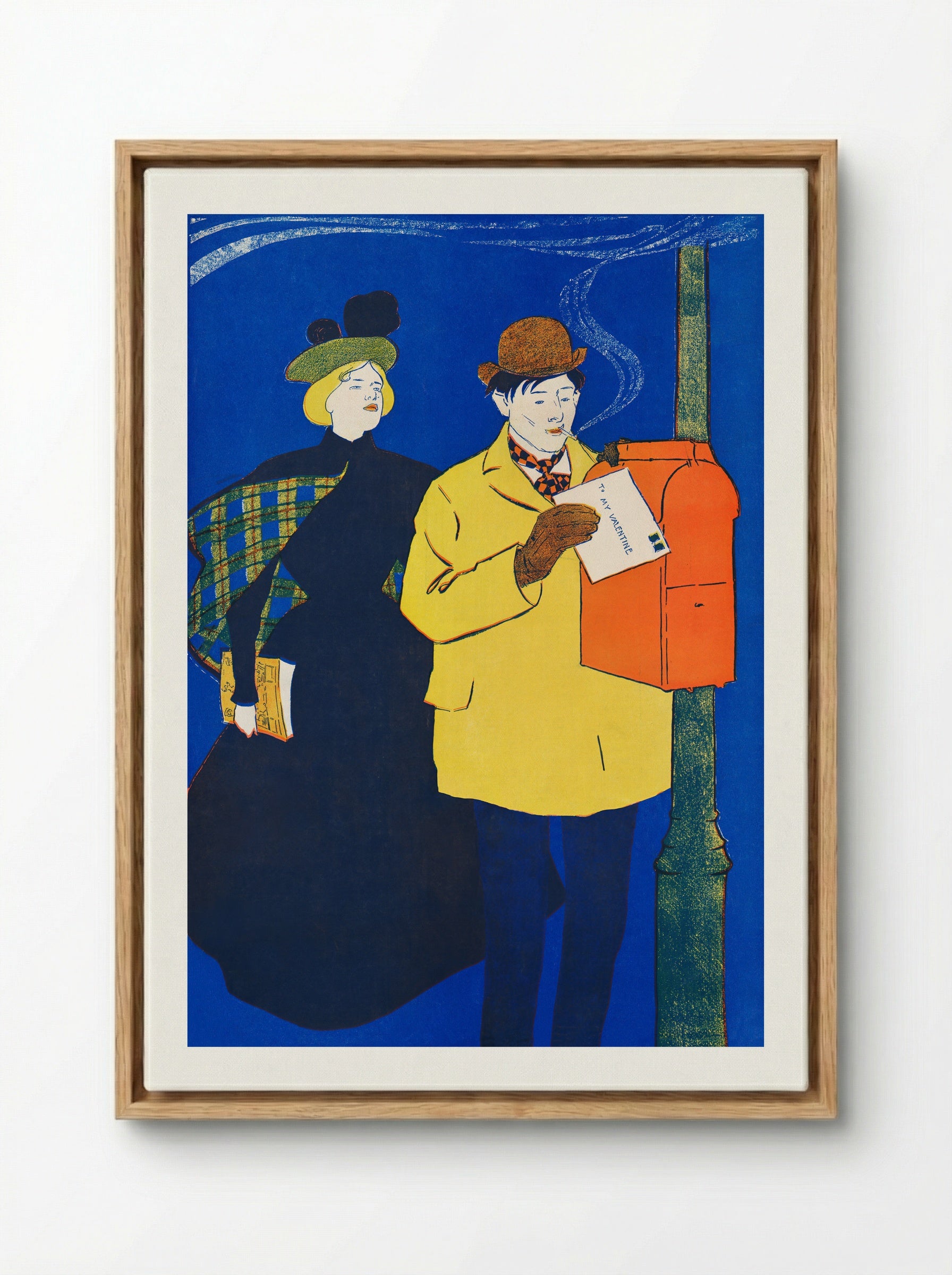 Man and Woman Sending Letter - Edward Penfield - Framed Canvas Wood