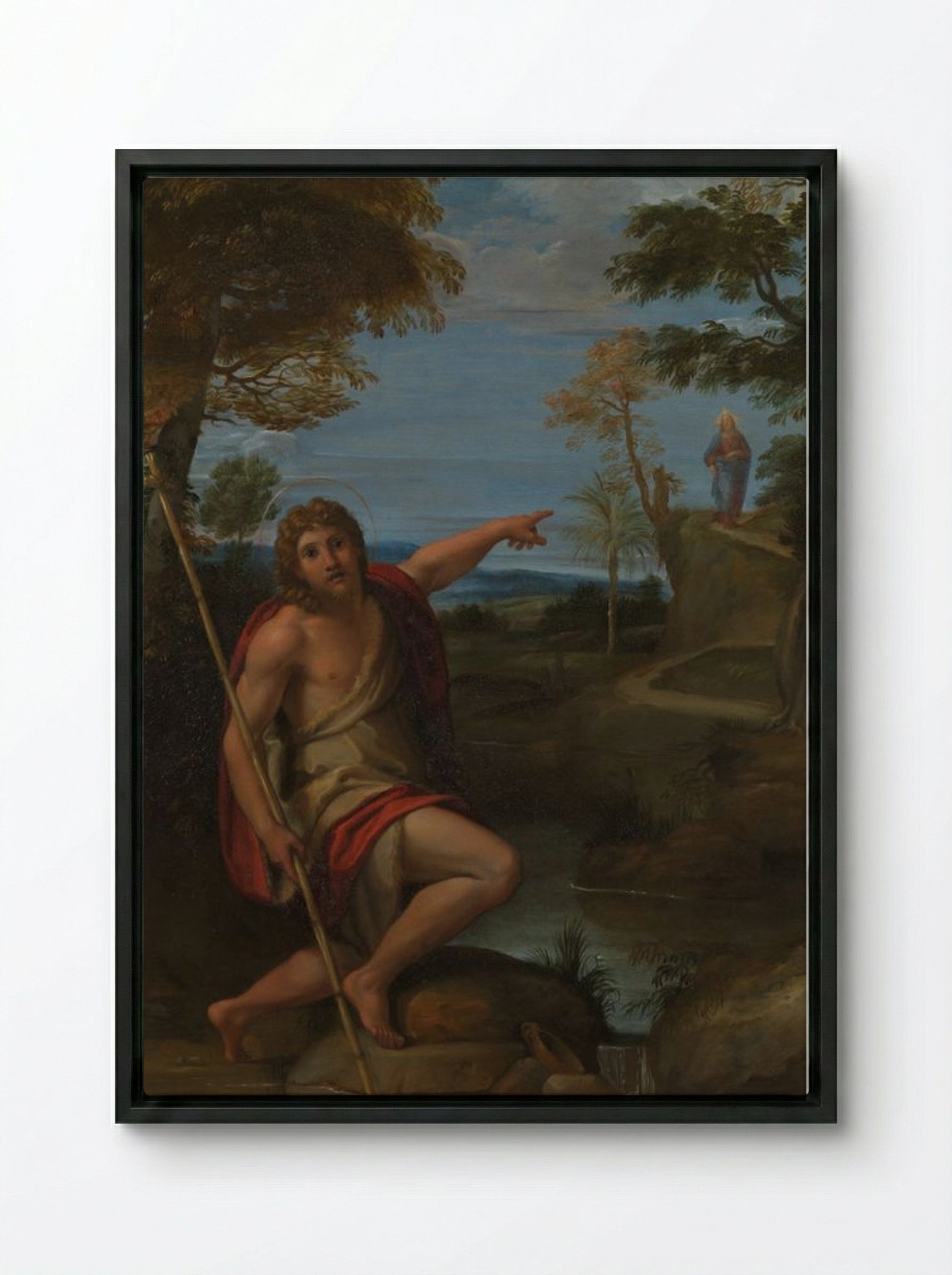Saint John the Baptist Bearing Witness - Annibale Carracci - Framed Canvas Black