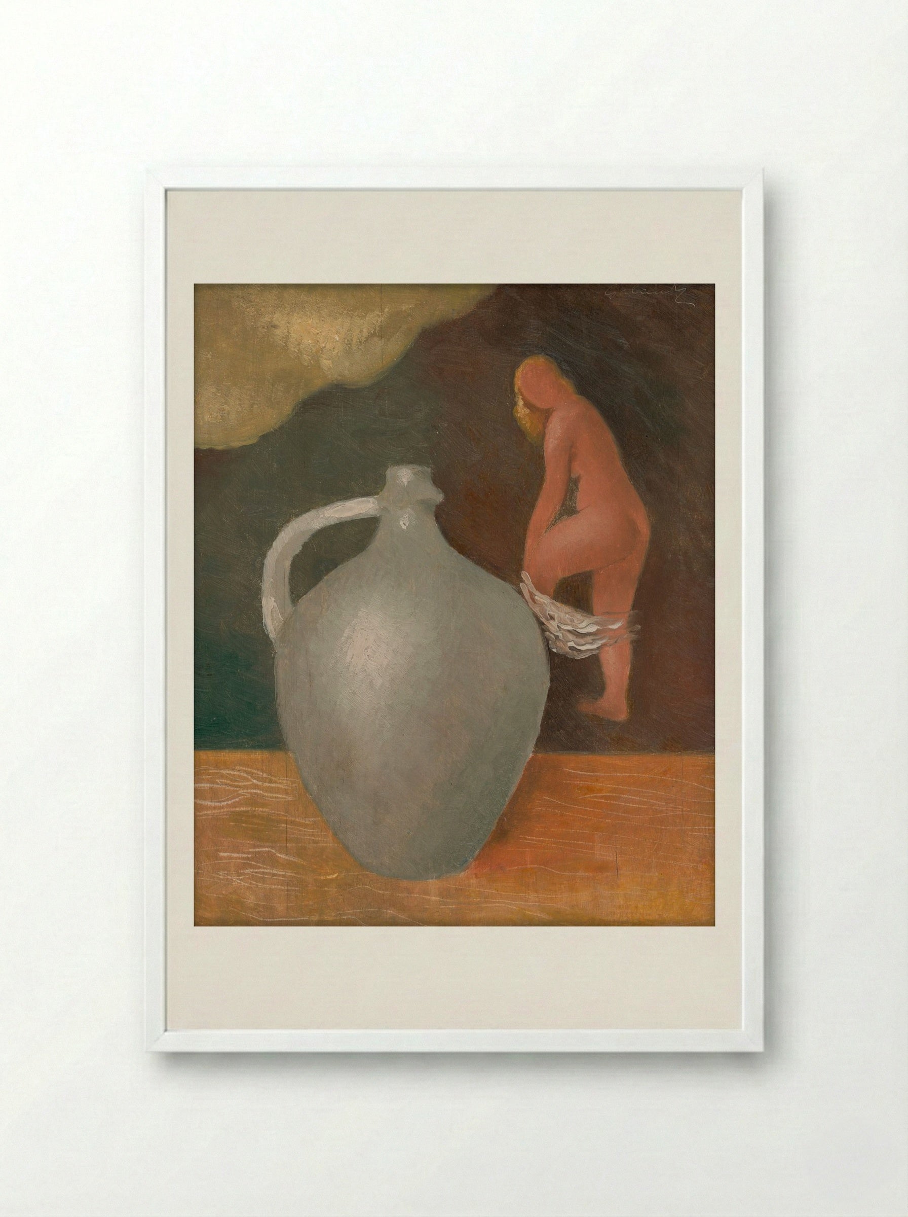 Woman with Jar - Mikuláš Galanda - Framed Print White