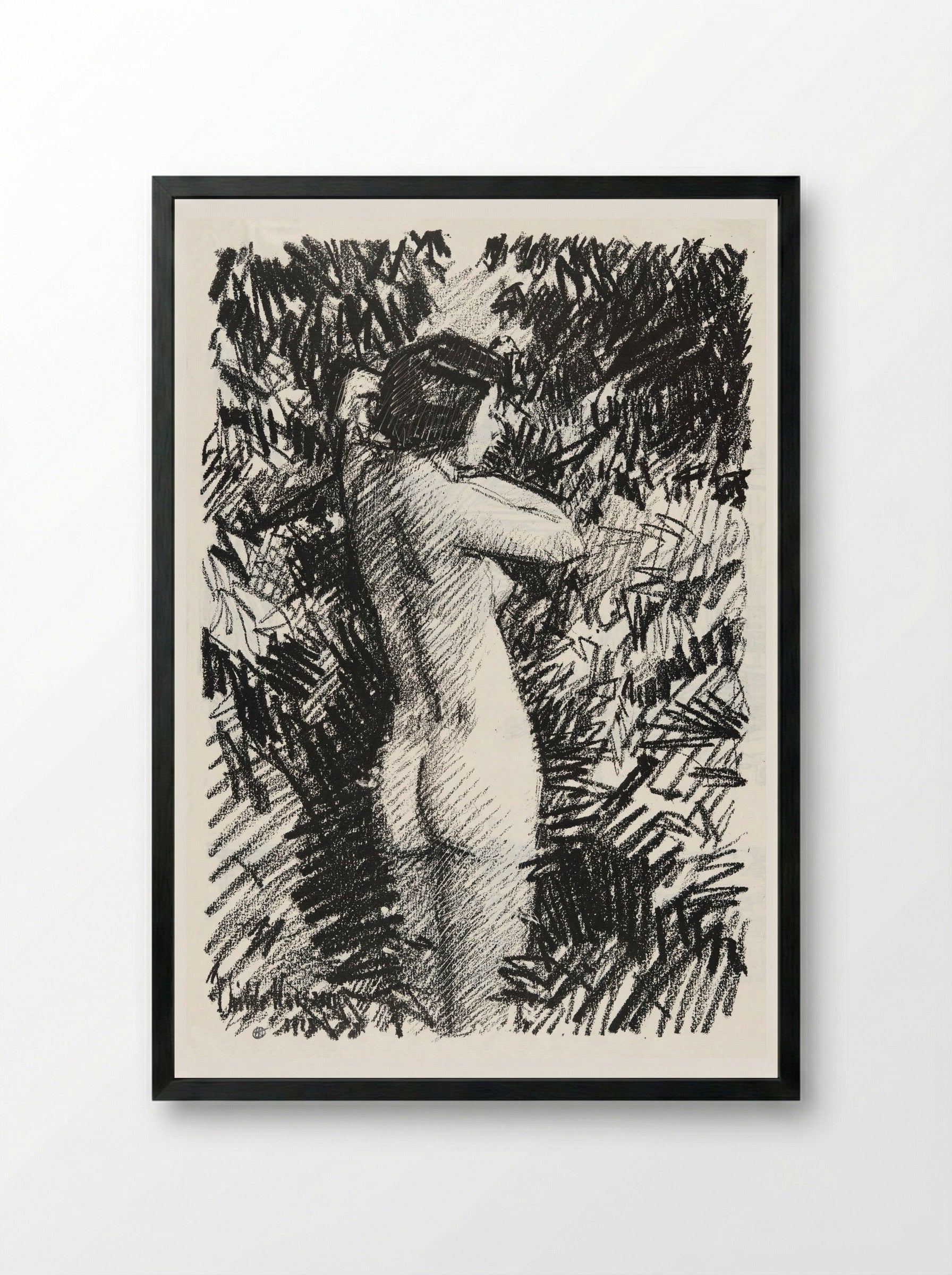Nude in Landscape - Childe Hassam - Framed Print Black