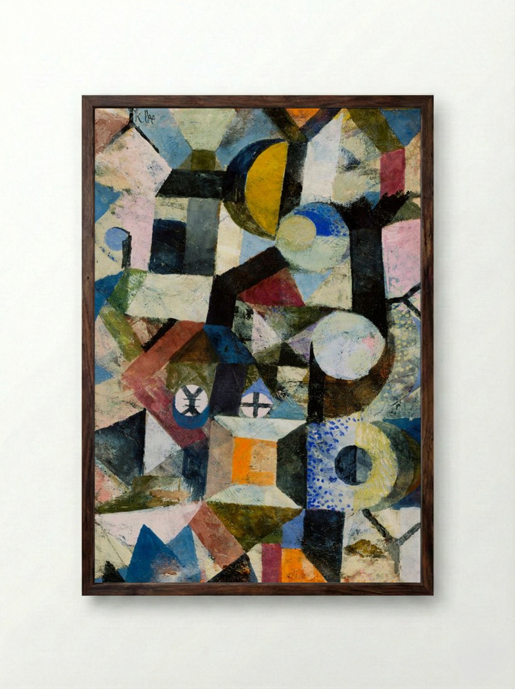 Composition with the Yellow Half-Moon and the Y - Paul Klee - Framed Print Dark Wood
