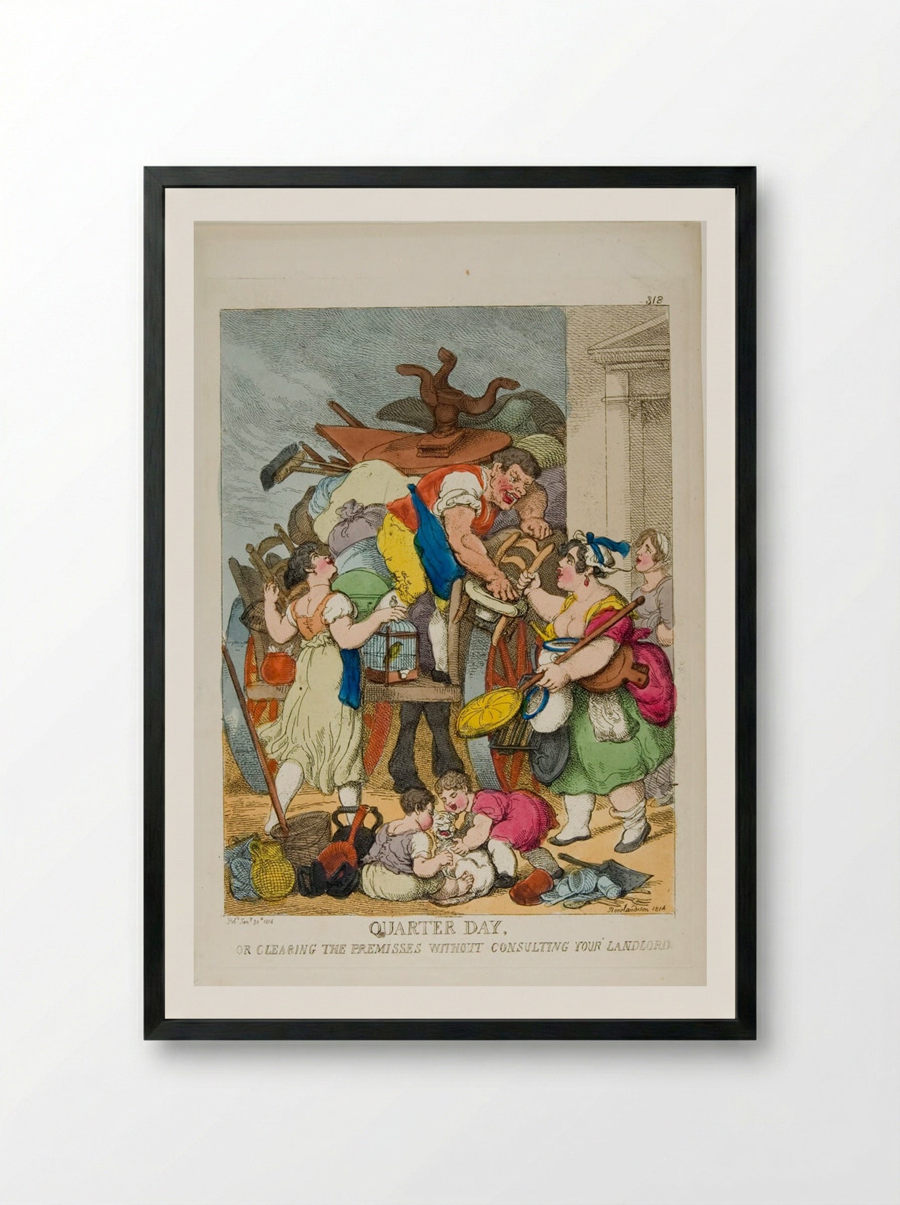 Quarter Day, or Clearing the Premises without Consulting Your Landlord - Thomas Rowlandson - Framed Print Black