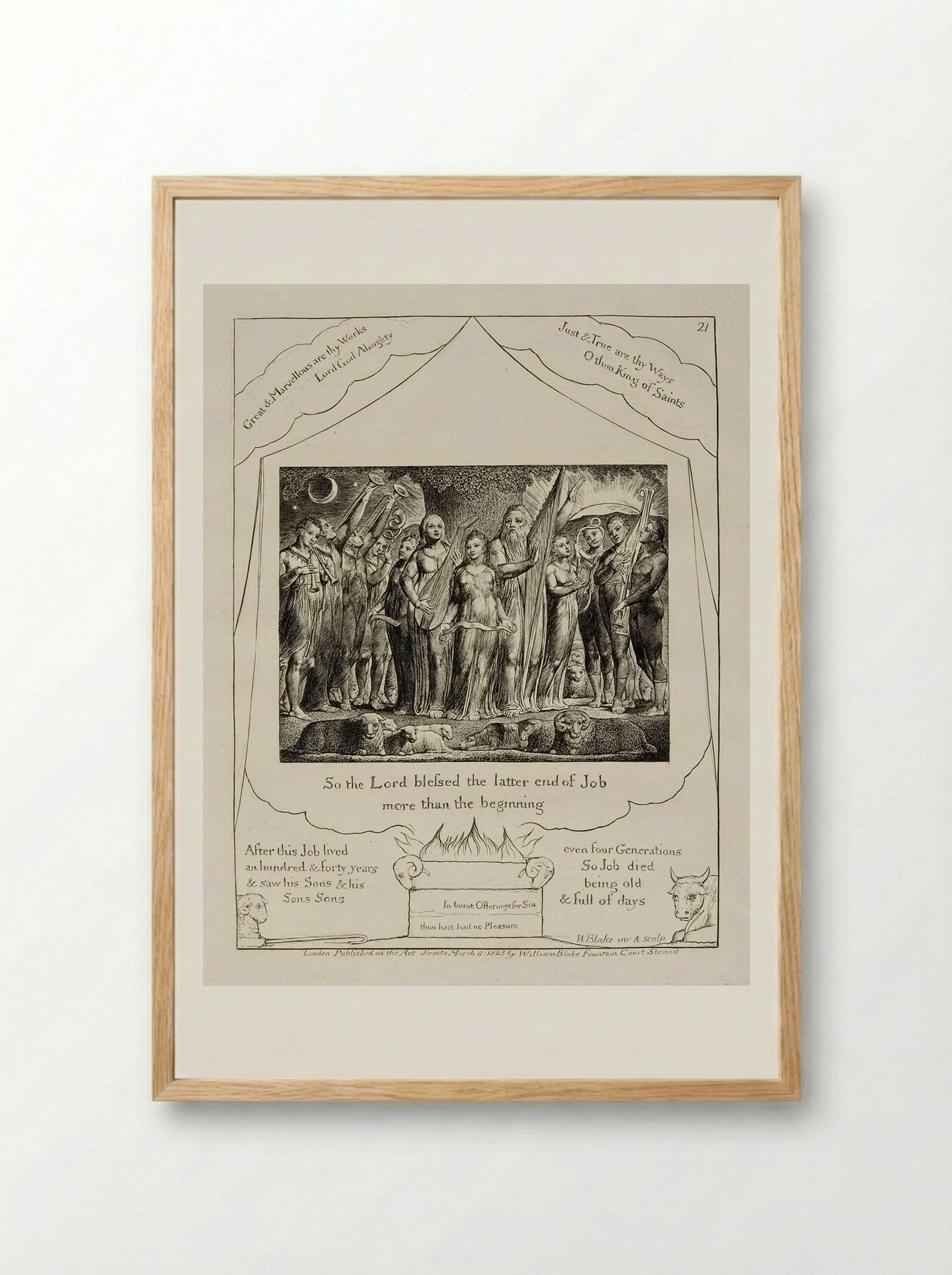 So the Lord blessed the latter end of Job - William Blake - Framed Print Wood