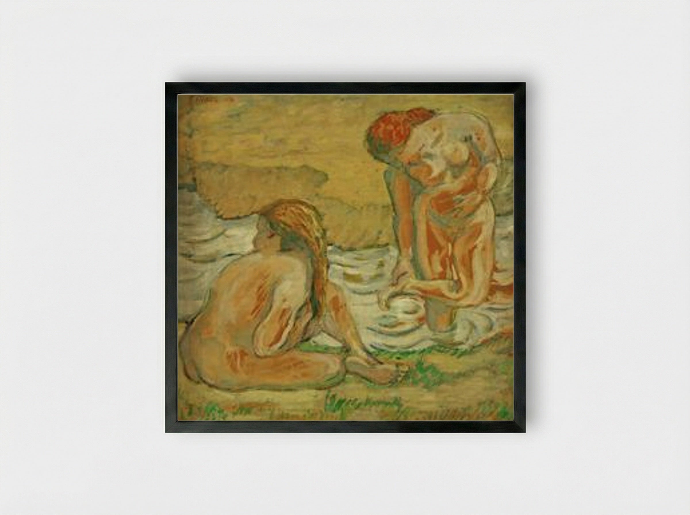 Two Bathing Girls - Franz Marc - Framed Print Black