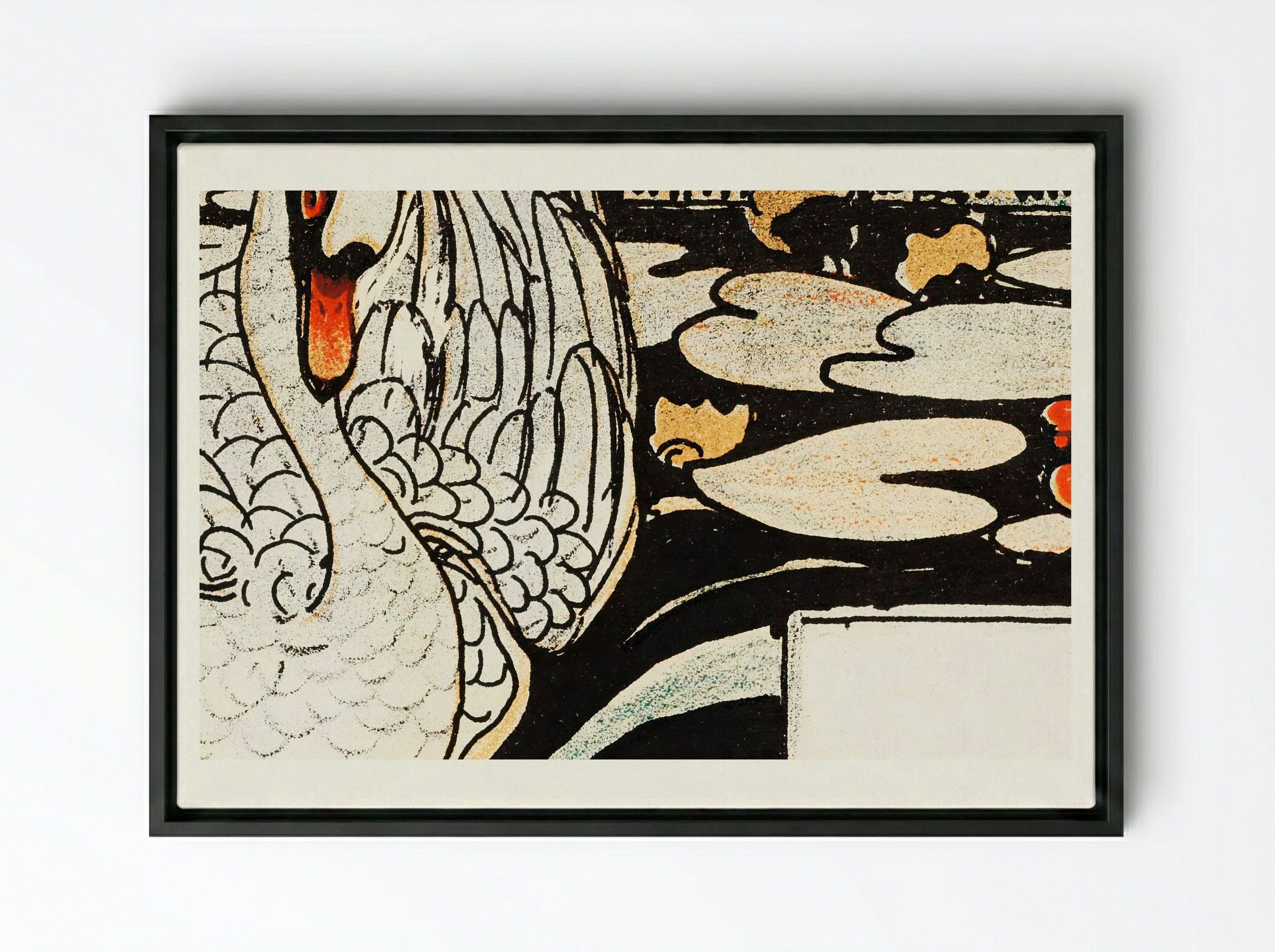 Het leelijke jonge eendje (The Ugly Duckling) - Theo van Hoytema - Framed Canvas Black