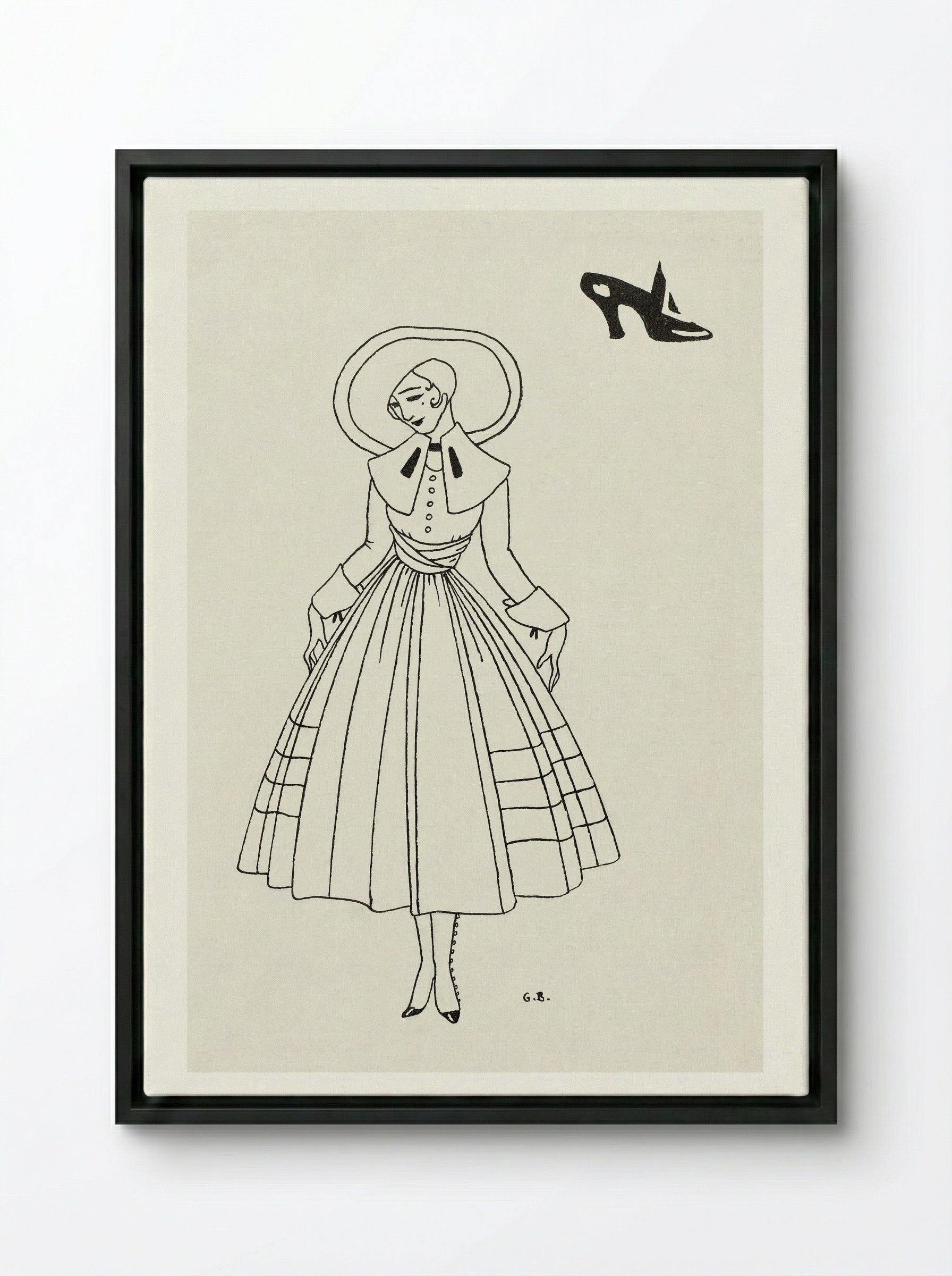 No. 8 (Fashion Illustration from Gazette du Bon Ton) - George Barbier - Framed Canvas Black