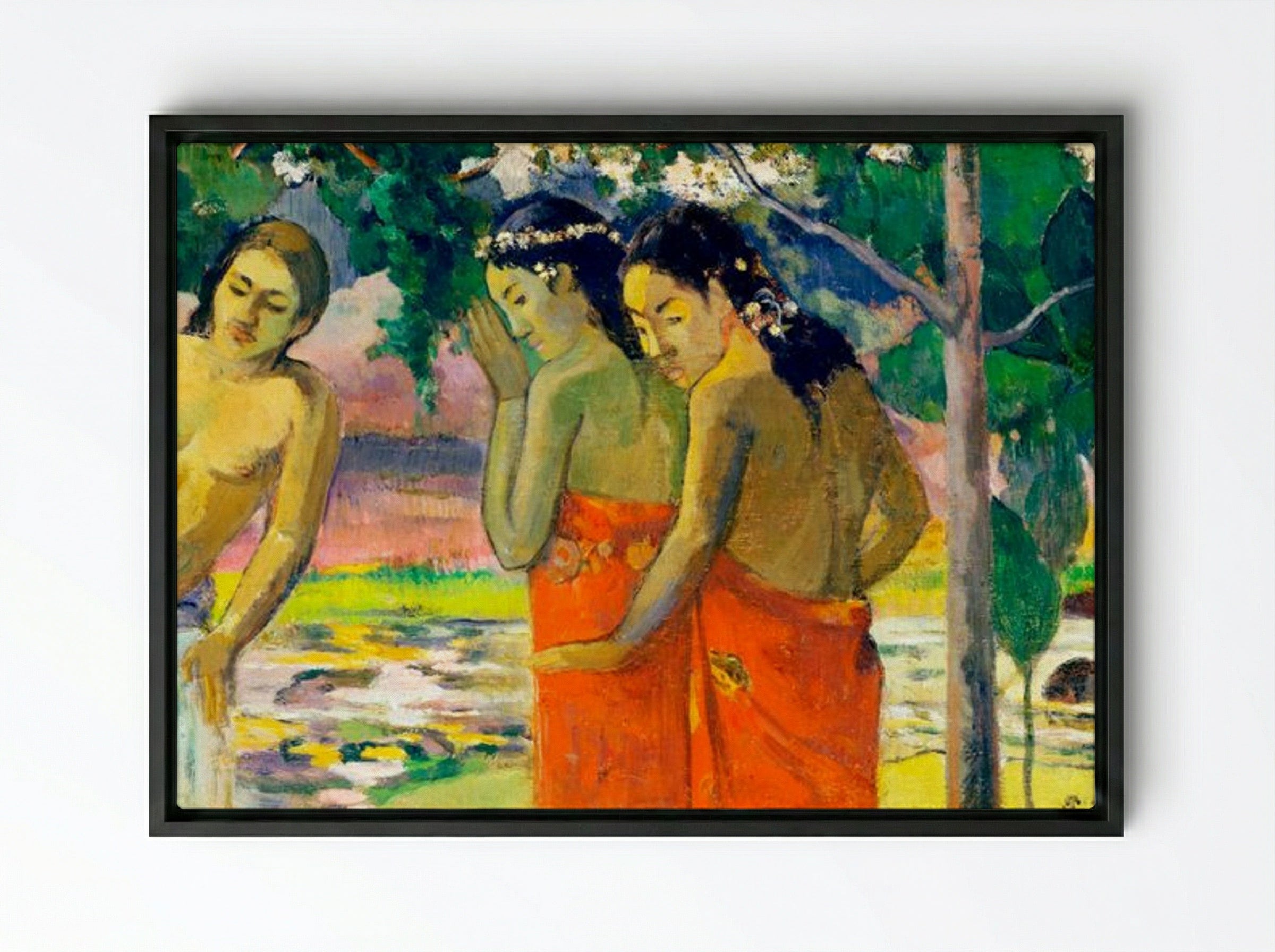 Three Tahitian Women - Paul Gauguin - Framed Canvas Black