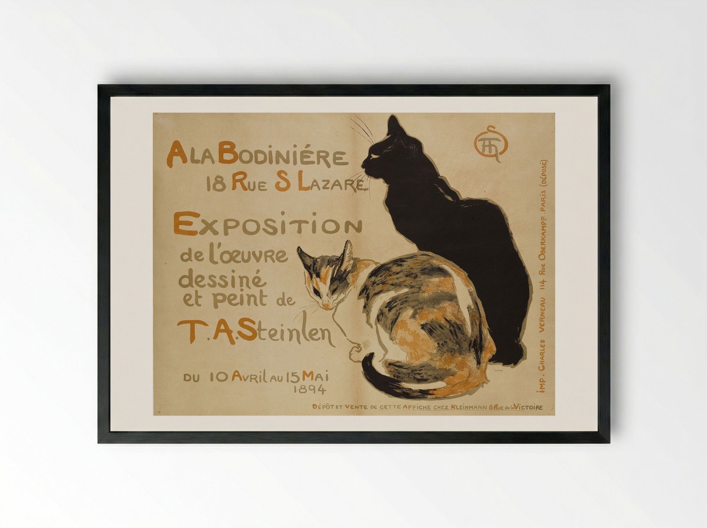 A la Bodinière, 18 Rue St. Lazare - Théophile Steinlen - Framed Print Black