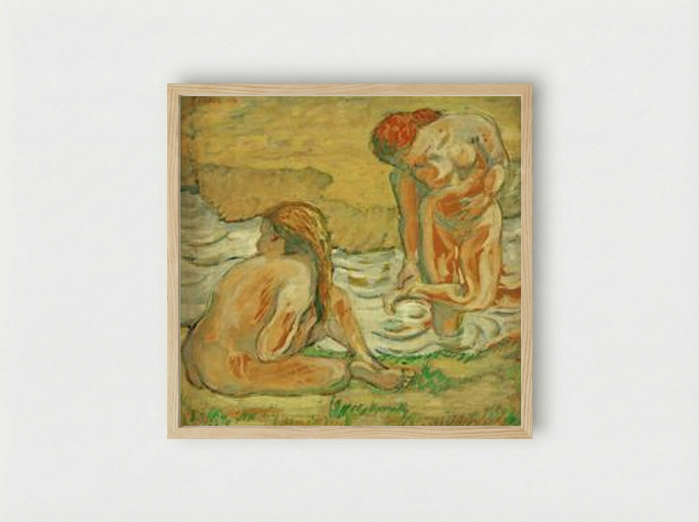 Two Bathing Girls - Franz Marc - Framed Print Wood
