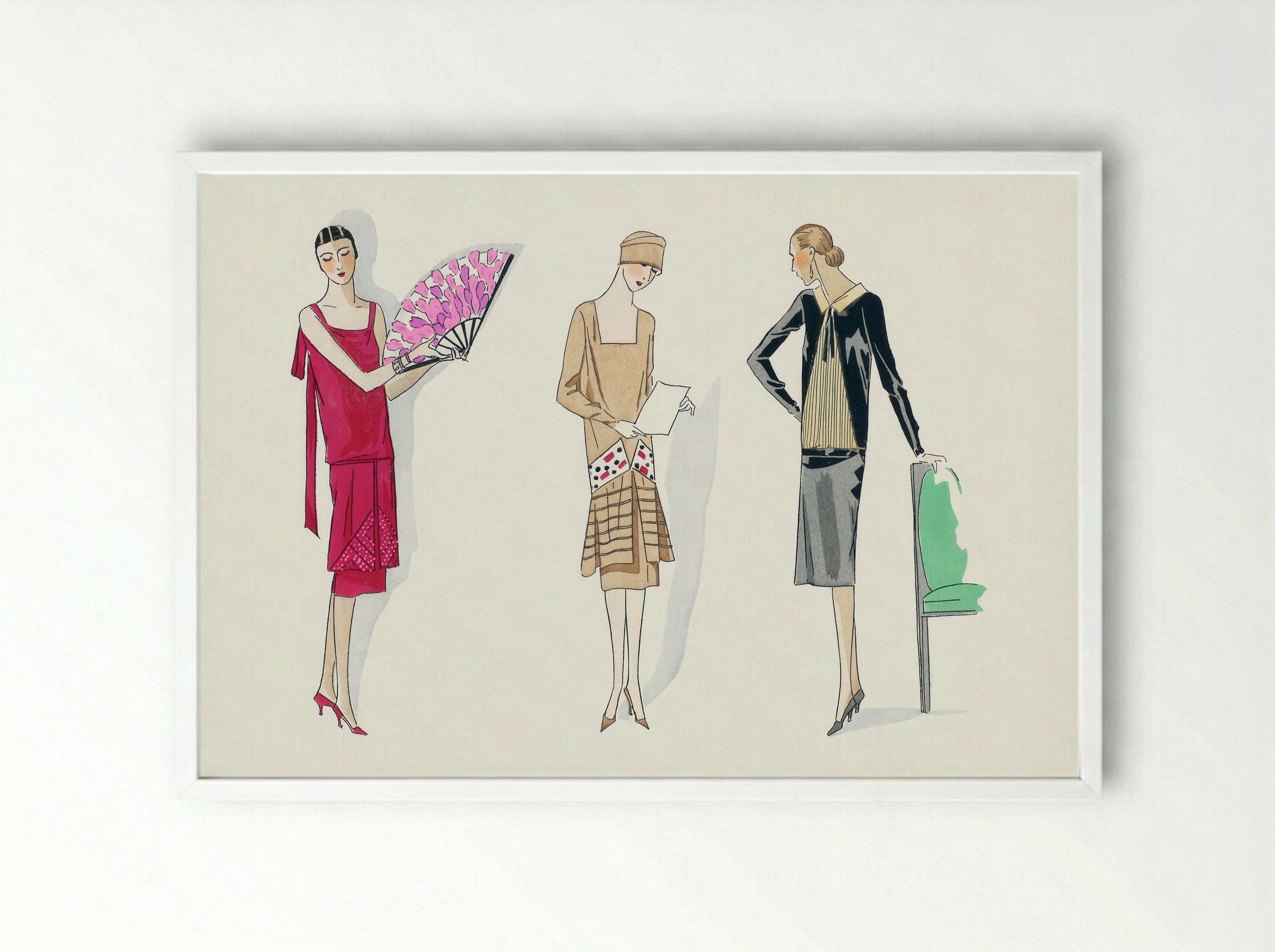 Three Dresses, 1926 - Bernard et Armand - Framed Print White