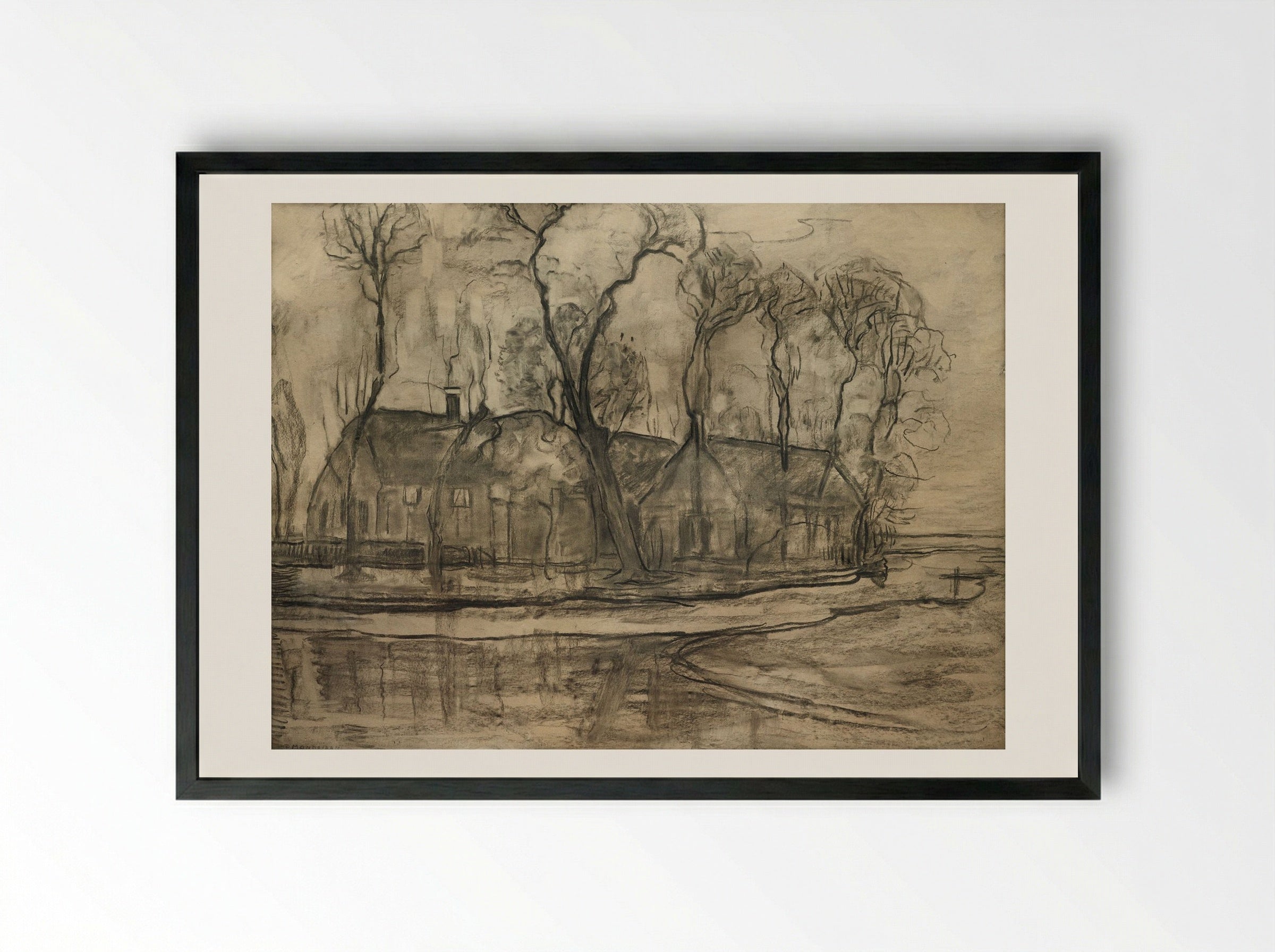 Farm Near Duivendrecht, The Sea - Piet Mondrian - Framed Print Black