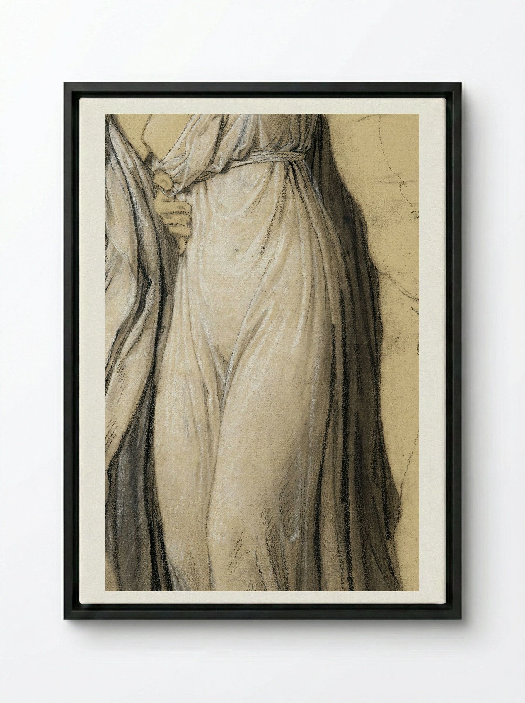 Drapery Study for Castor and Pollux Freeing Helen - Joseph-Ferdinand Lancrenon - Framed Canvas Black