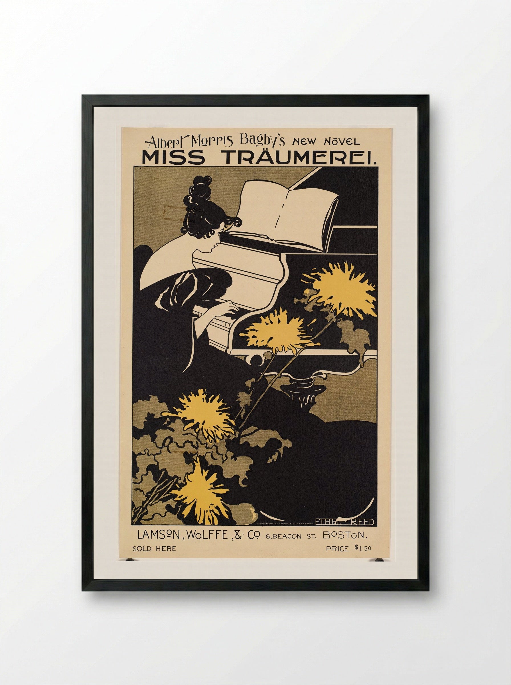 Miss Traumerei (Poster for Albert Morris Bagby's Novel) - Ethel Reed - Framed Print Black