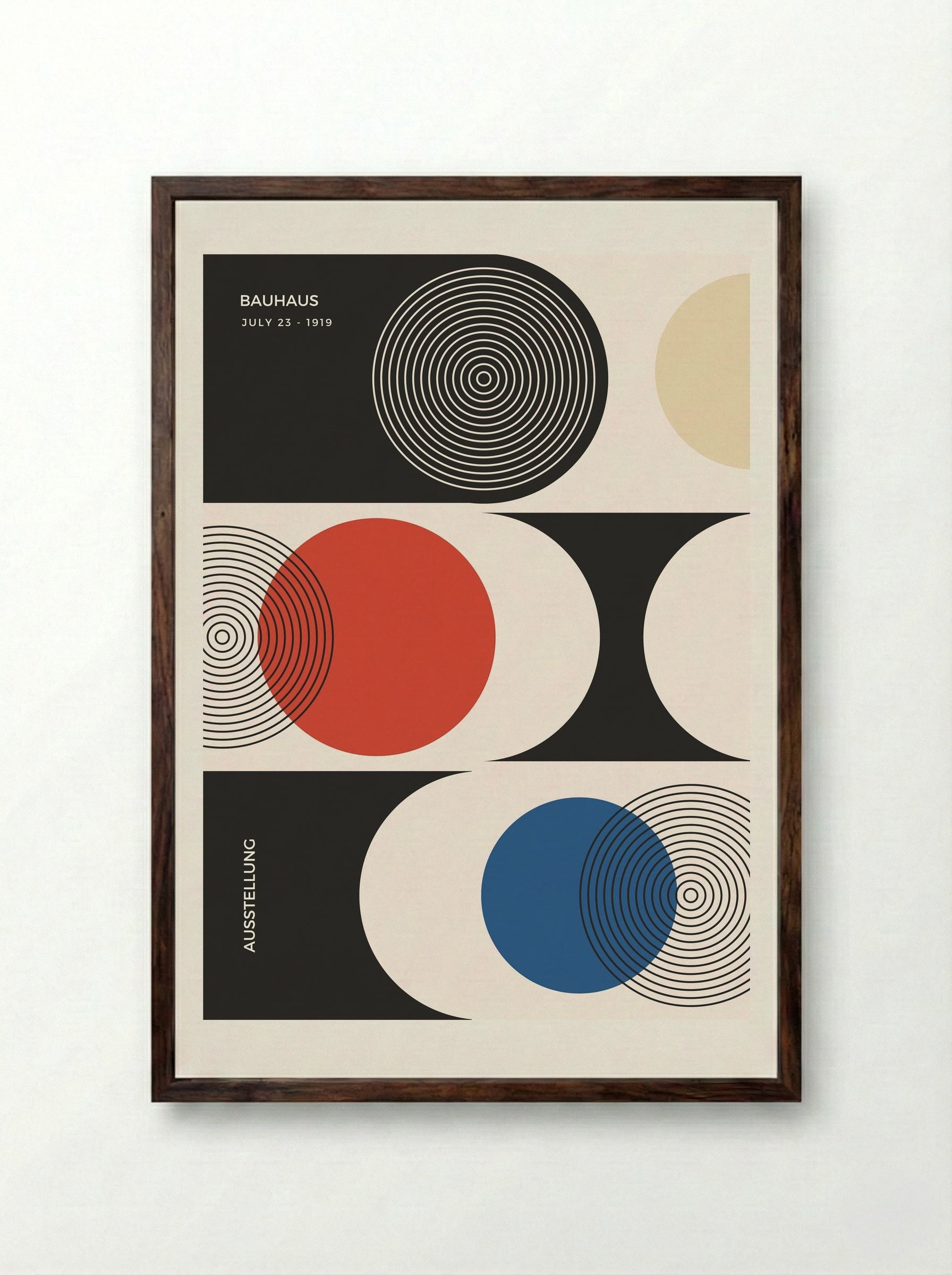 Bauhaus Intersection – Optical Study (1919) - Framed Print Dark Wood