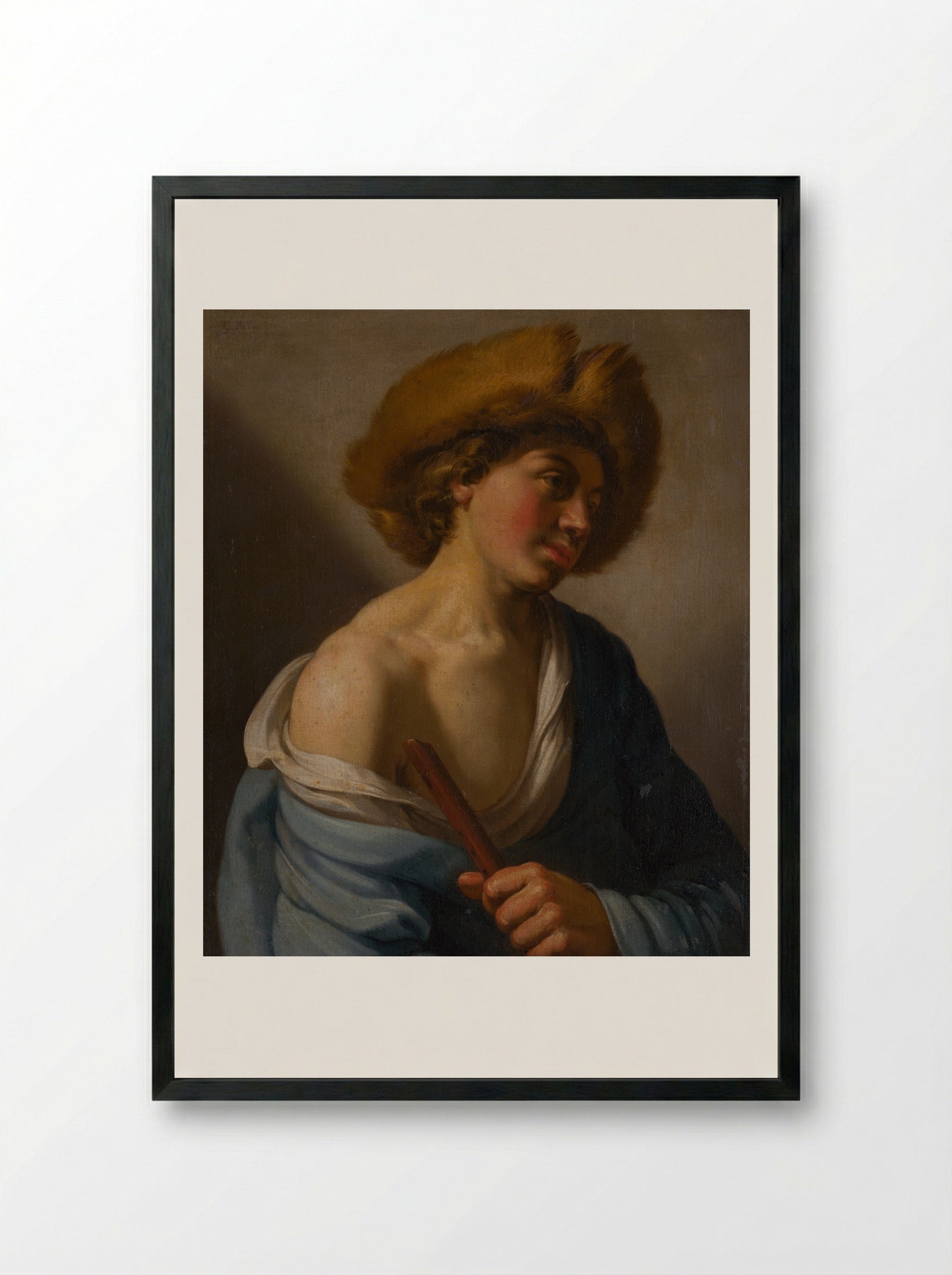 Shepherd with a Flute - Hendrick ter Brugghen - Framed Print Black