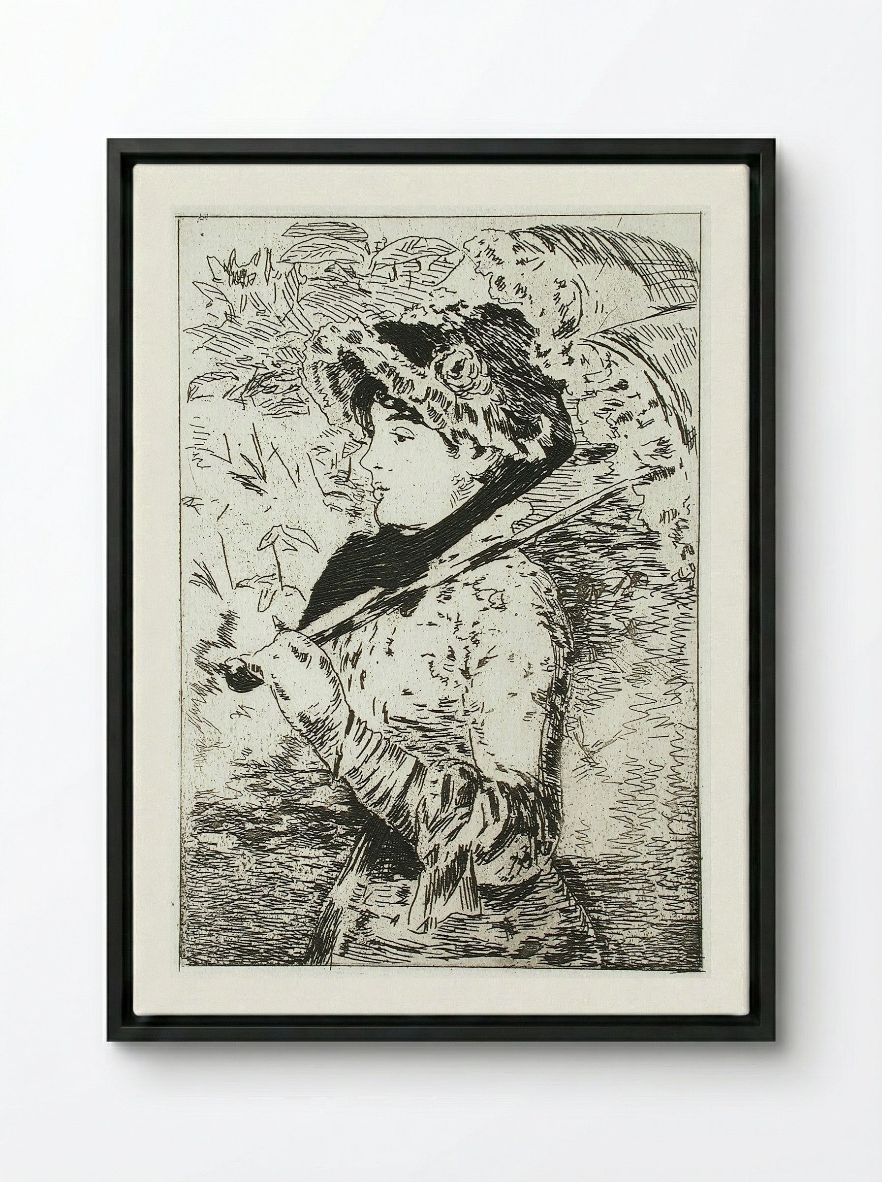 Jeanne (Spring) (Jeanne II) - Édouard Manet - Framed Canvas Black
