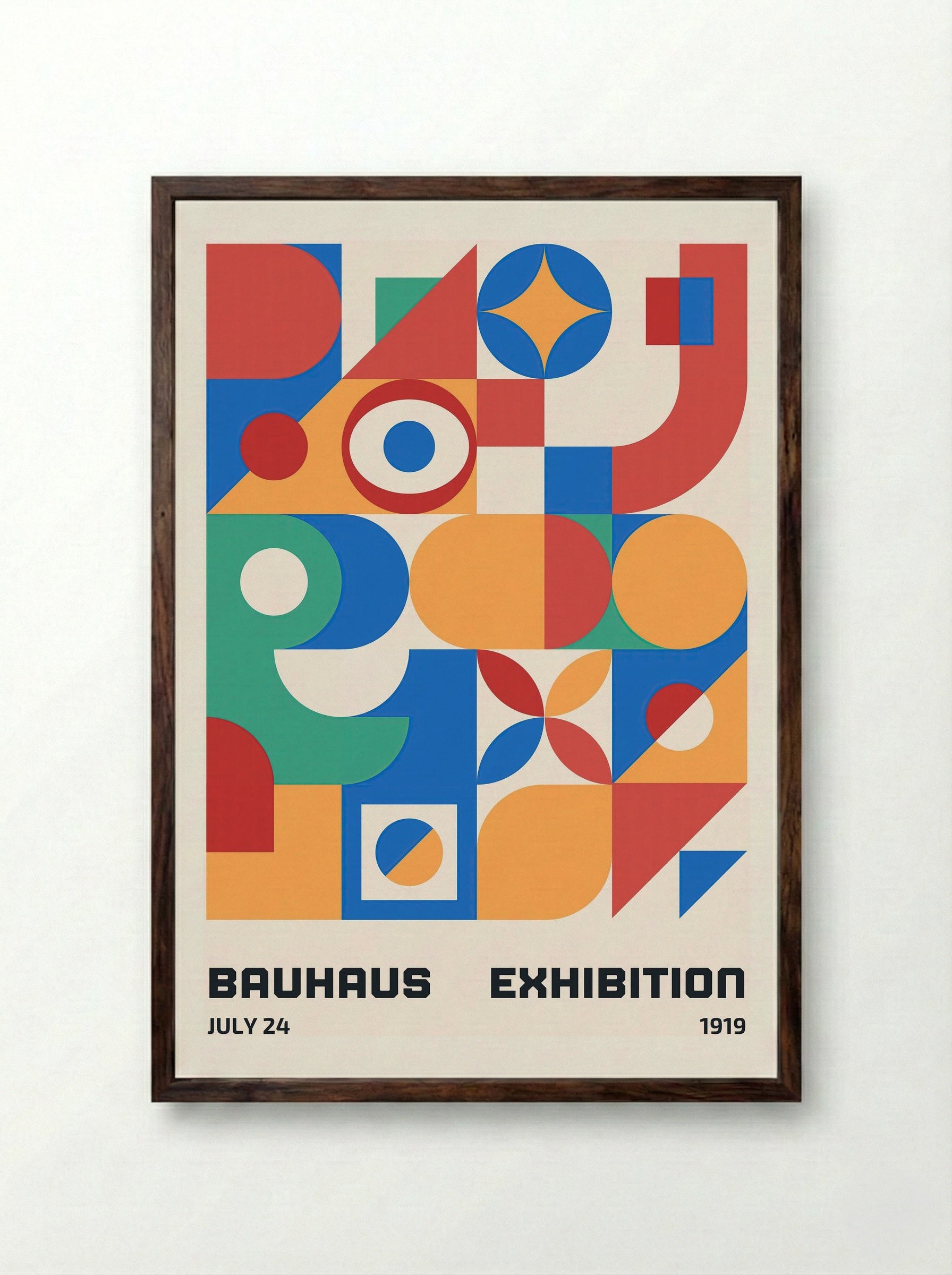 Bauhaus Multiform Collage – 1919 Exhibition Poster - Framed Print Dark Wood