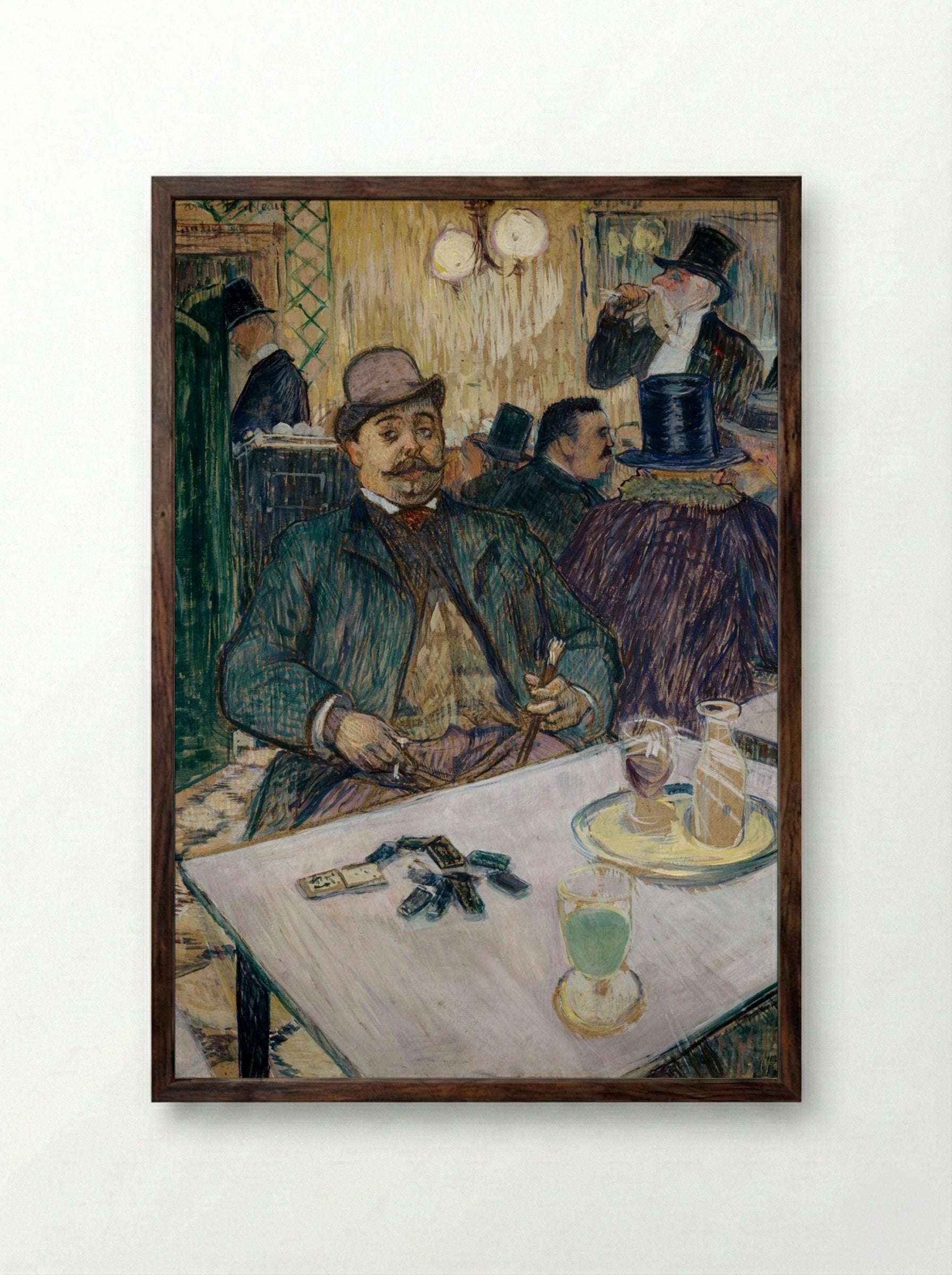 Monsieur Boileau at the Café - Henri de Toulouse-Lautrec - Framed Print Dark Wood
