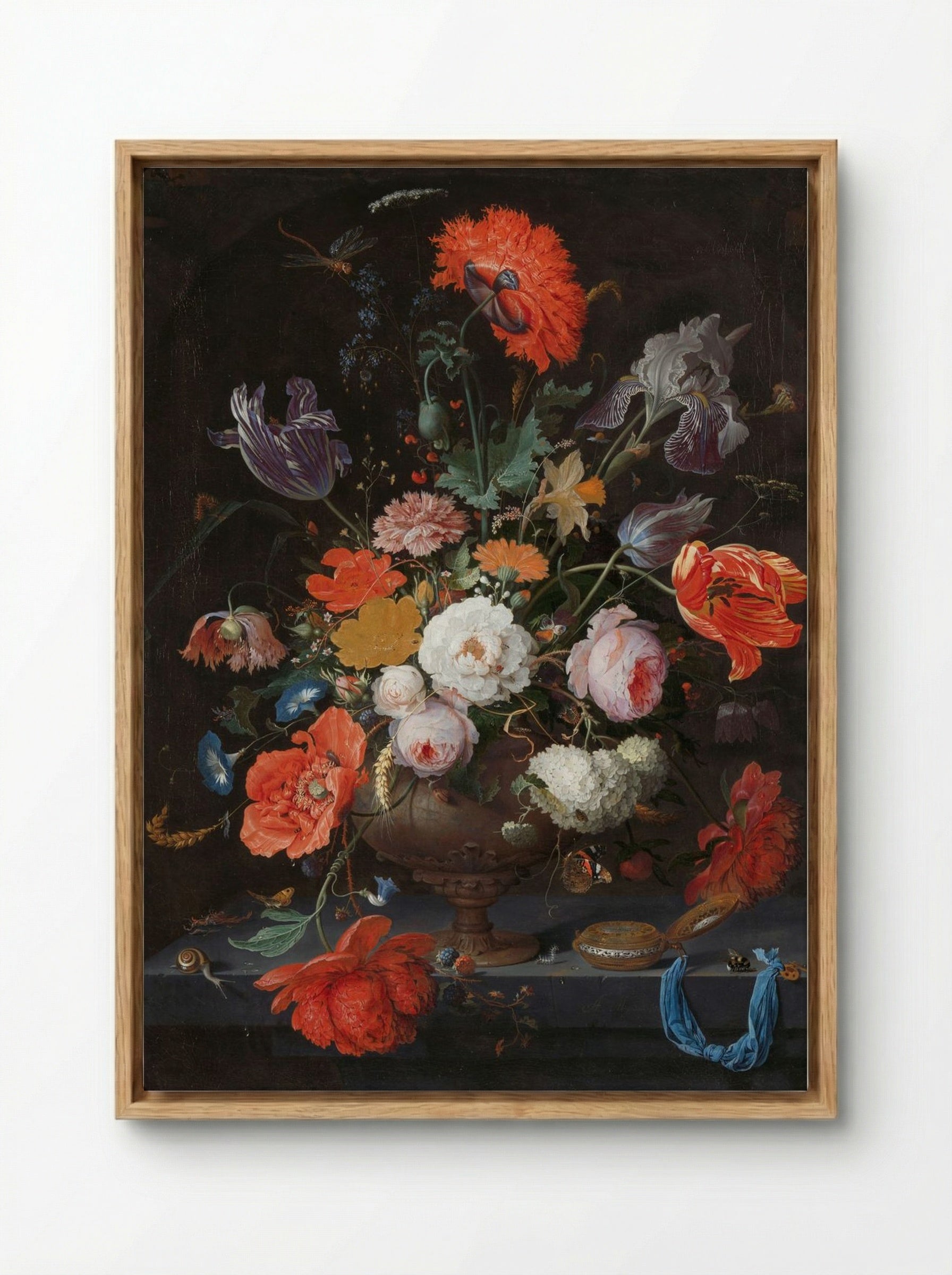Still Life with Flowers in a Vase - Jan van Huysum - Framed Canvas Wood