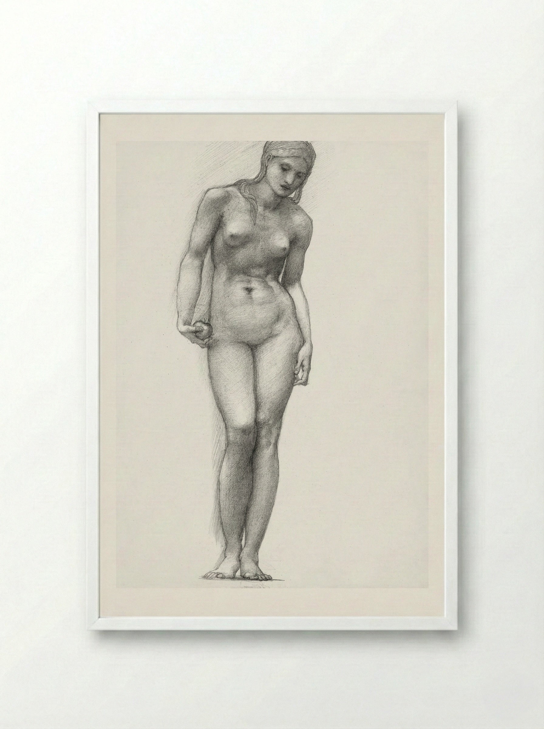 Venus with Golden Apple - Edward Burne-Jones - Framed Print White