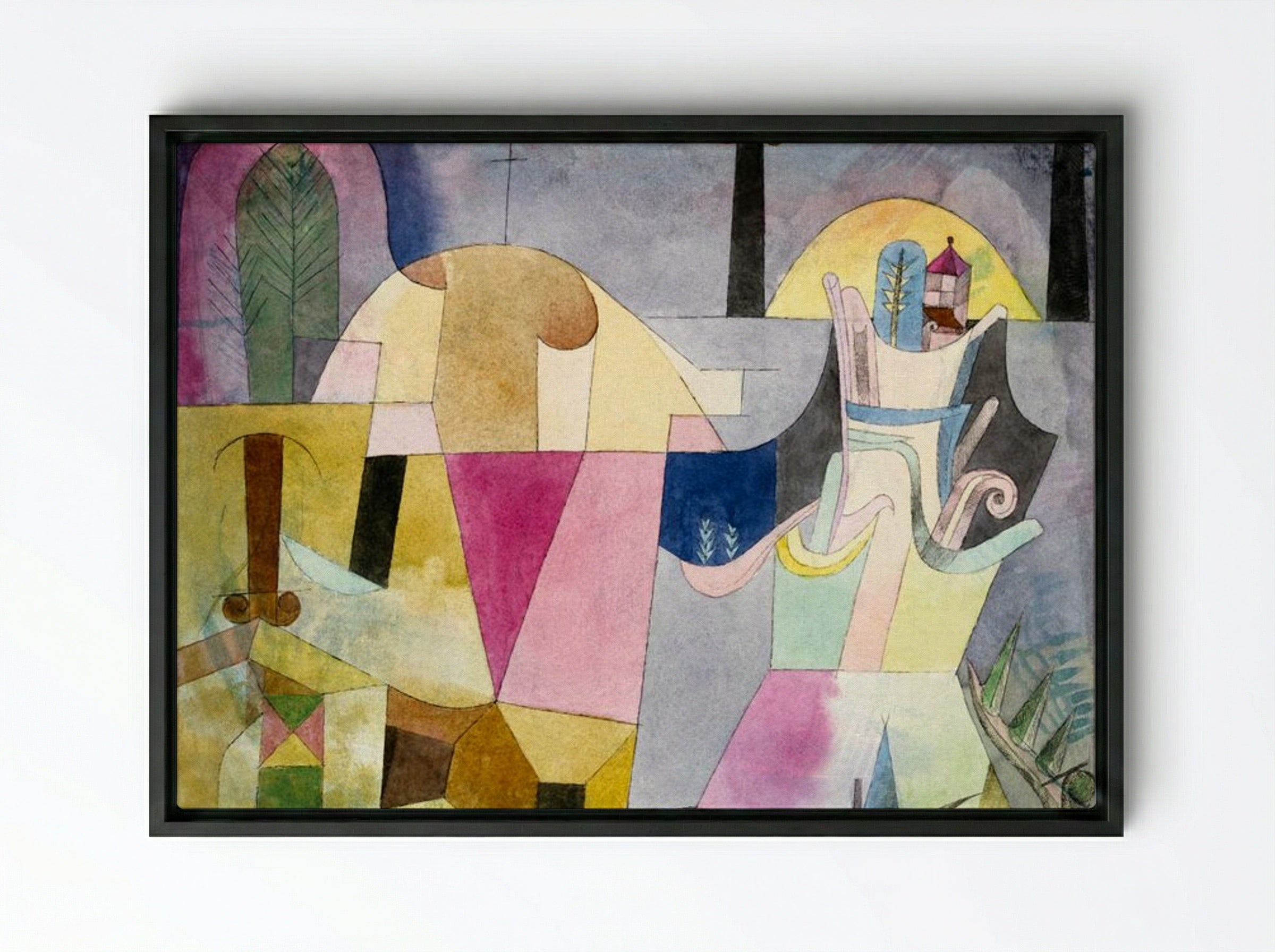 Black Columns in a Landscape - Paul Klee - Framed Canvas Black