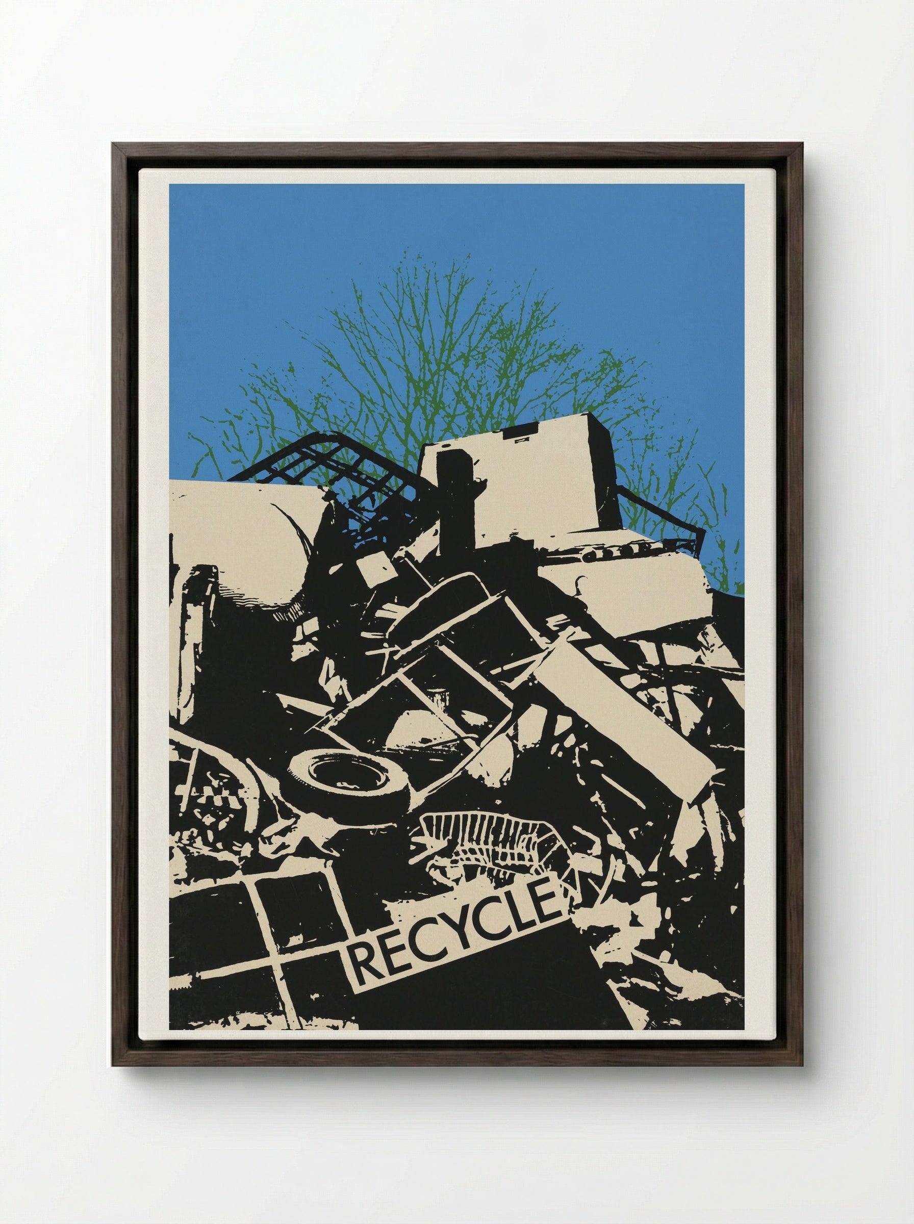 Recycle - Fine Art Print - Framed Canvas Dark Wood