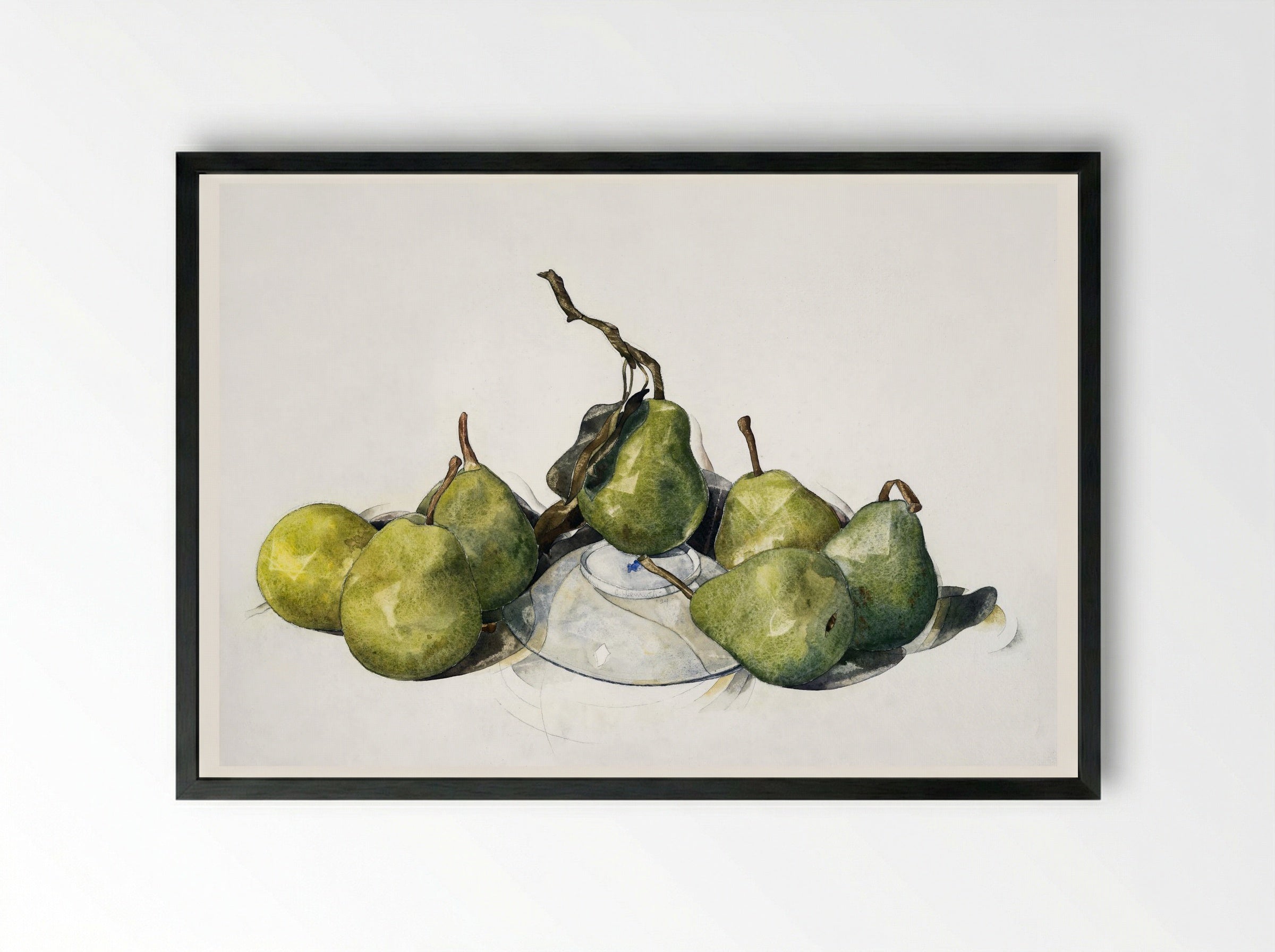 Green Pears - Charles Demuth - Framed Print Black