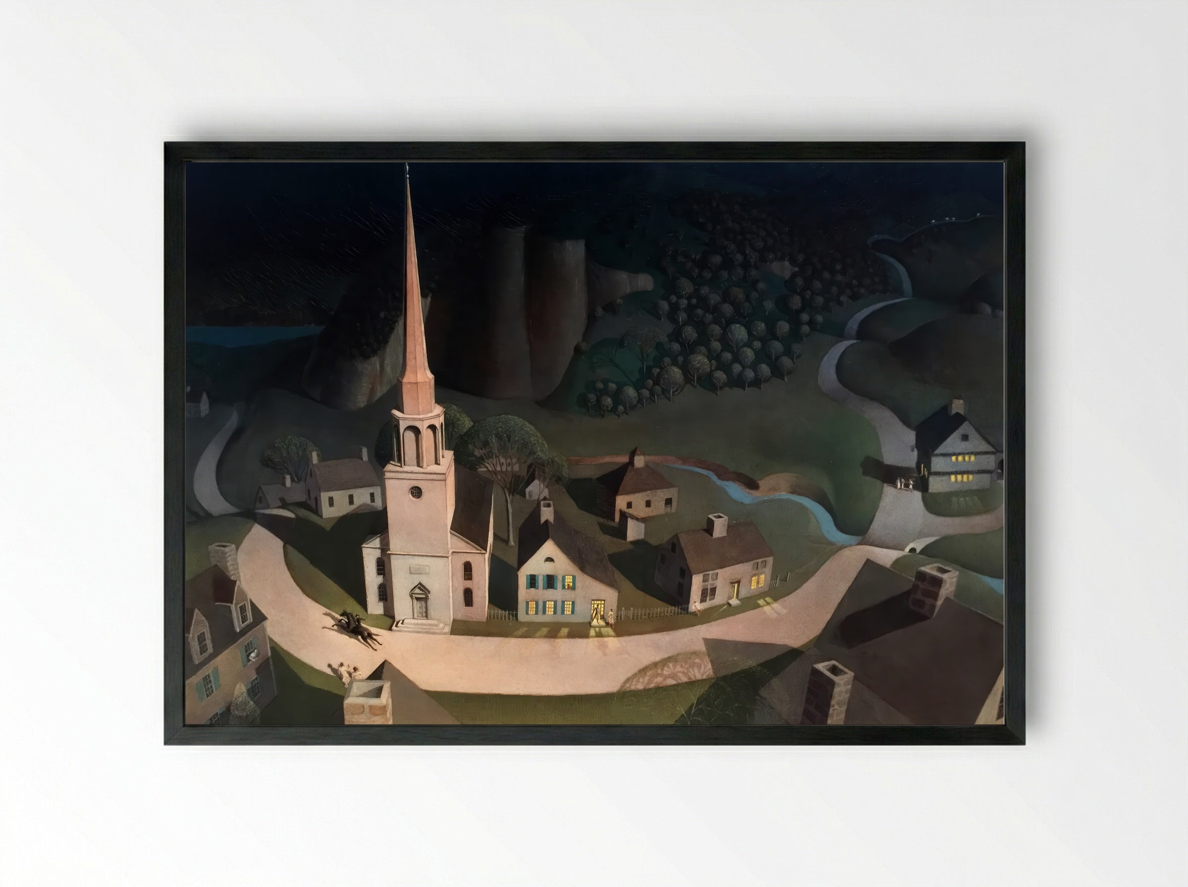The Midnight Ride of Paul Revere - Grant Wood - Framed Print Black