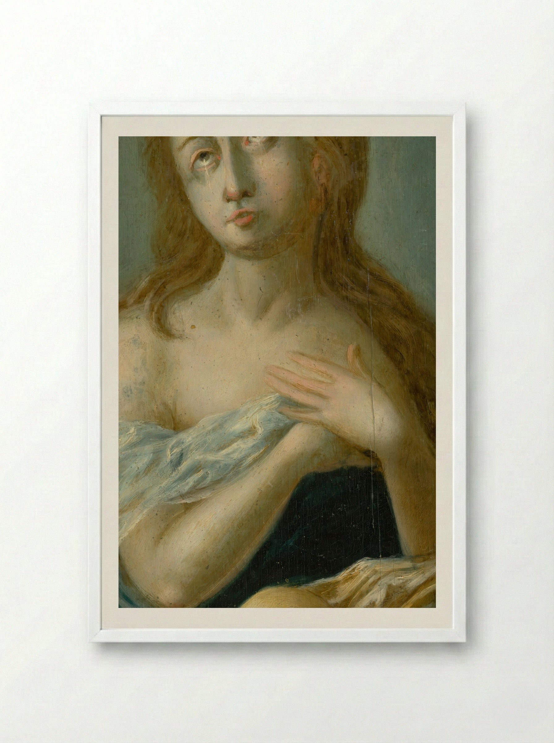 The Penitent Magdalene - Georges de La Tour - Framed Print White