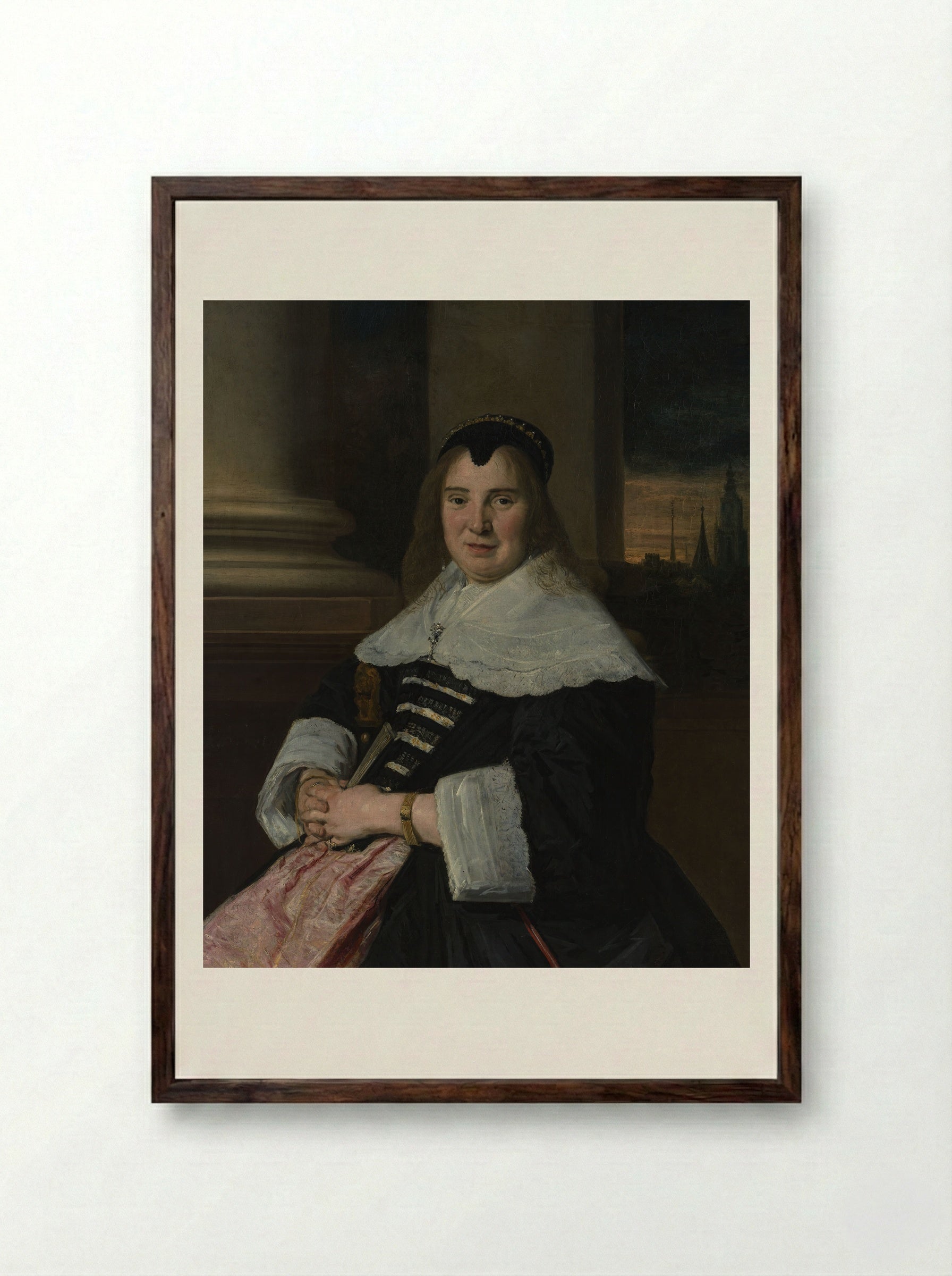 Portrait of a Woman - Frans Hals - Framed Print Dark Wood
