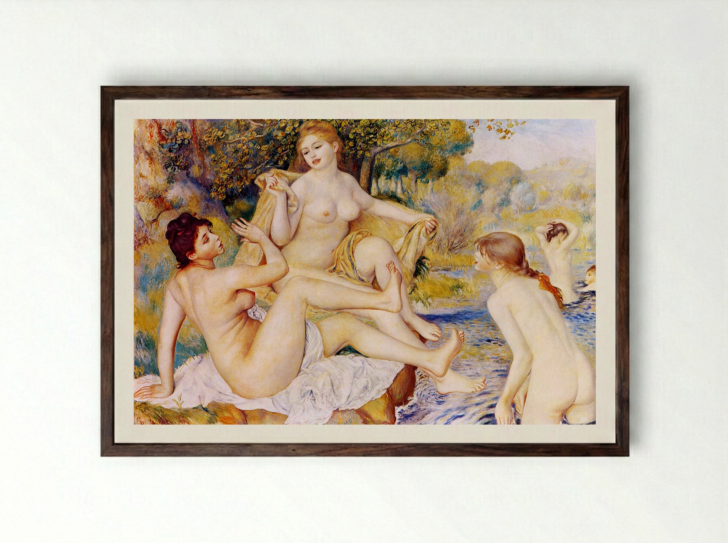 The Large Bathers - Pierre-Auguste Renoir - Framed Print Dark Wood