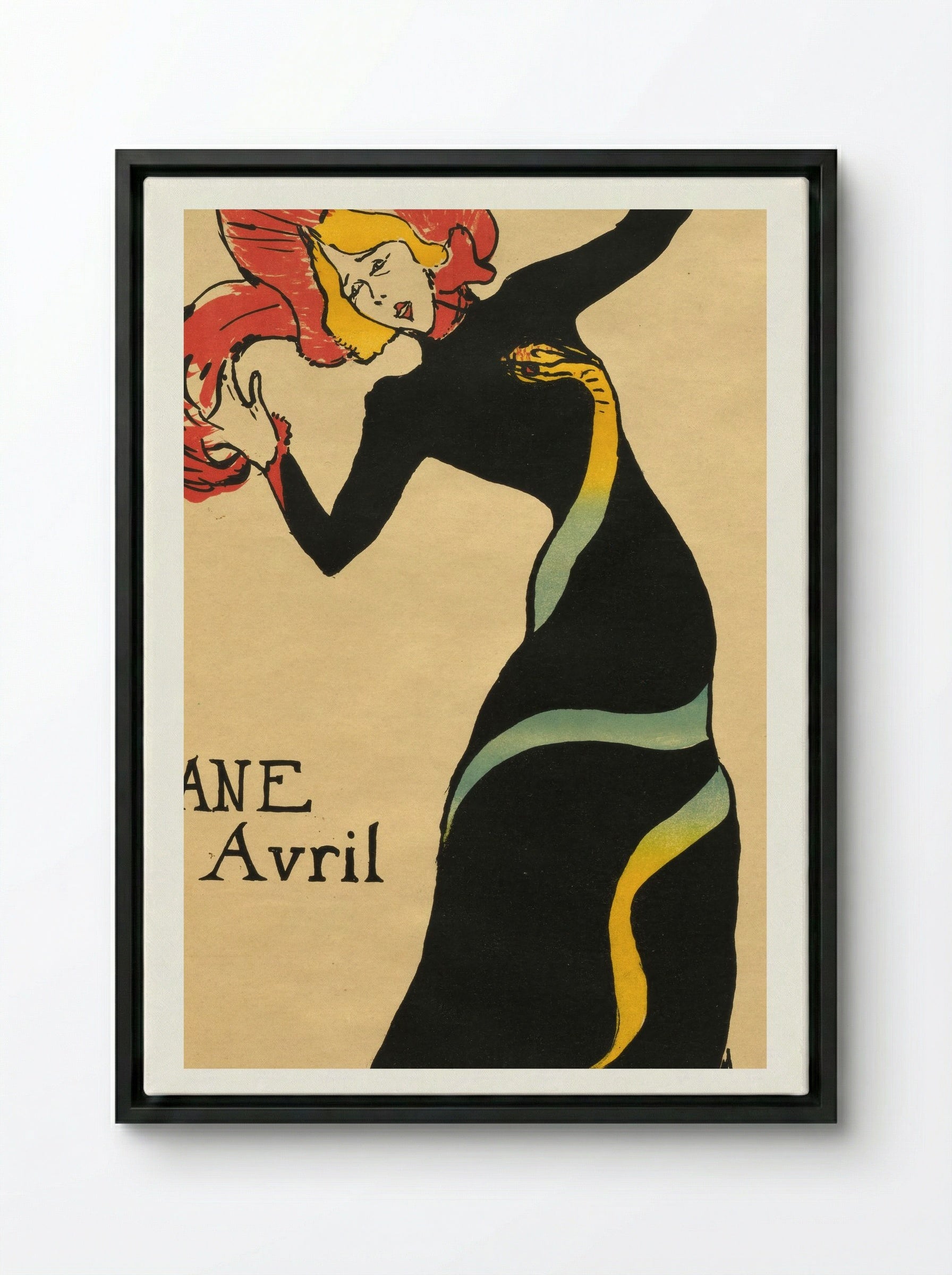 Jane Avril - Henri de Toulouse-Lautrec - Framed Canvas Black