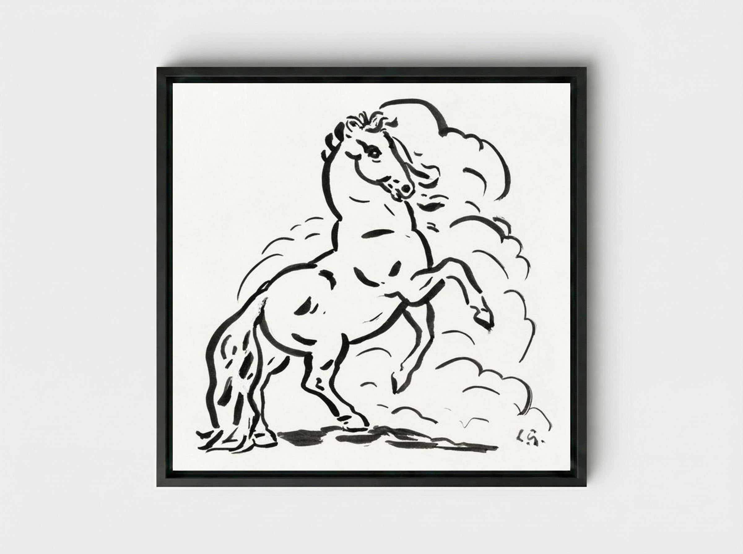 Rearing Horse - Leo Gestel - Framed Canvas Black