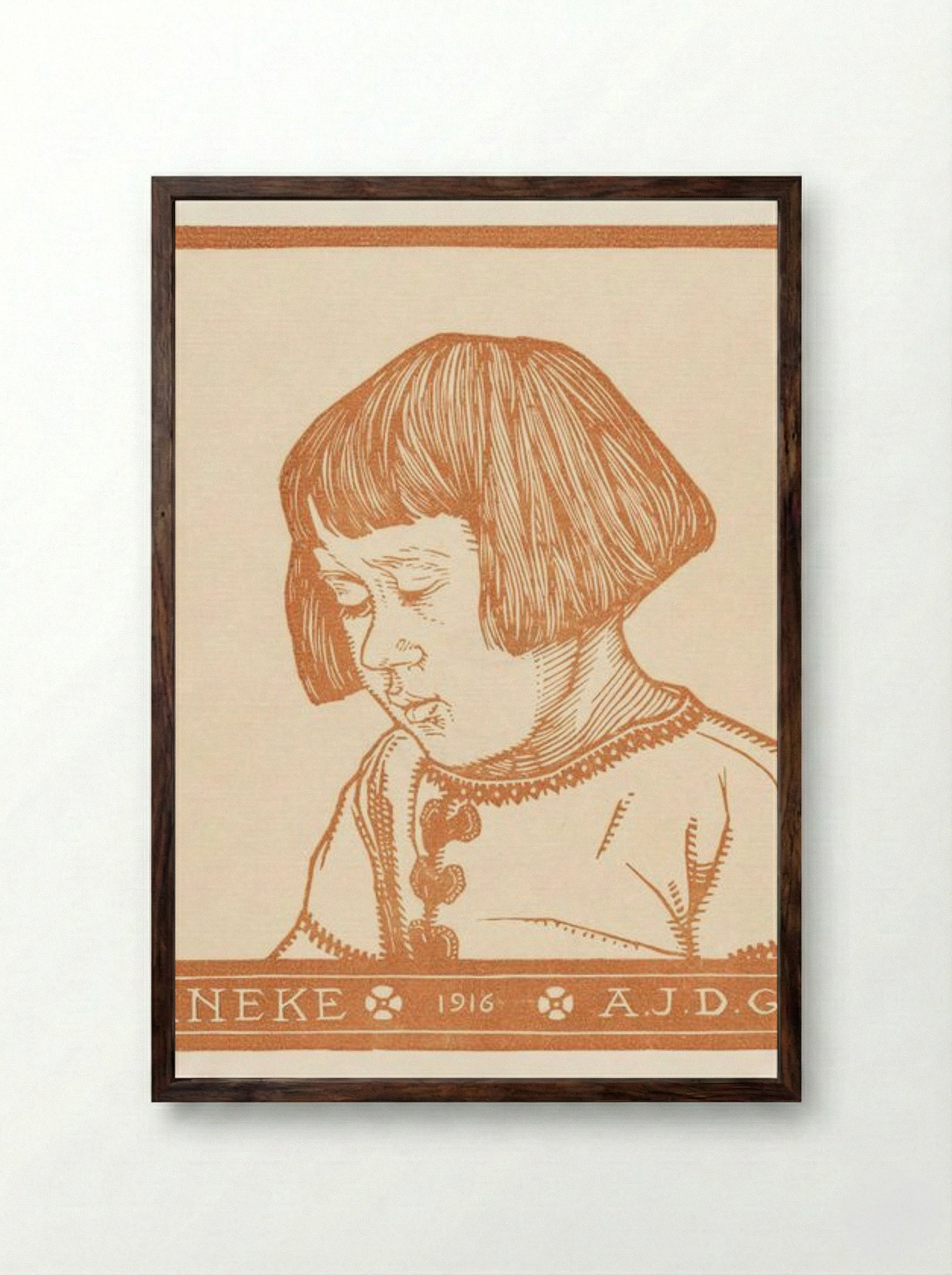 Portrait of Ineke Broekman - Julie de Graag - Framed Print Dark Wood