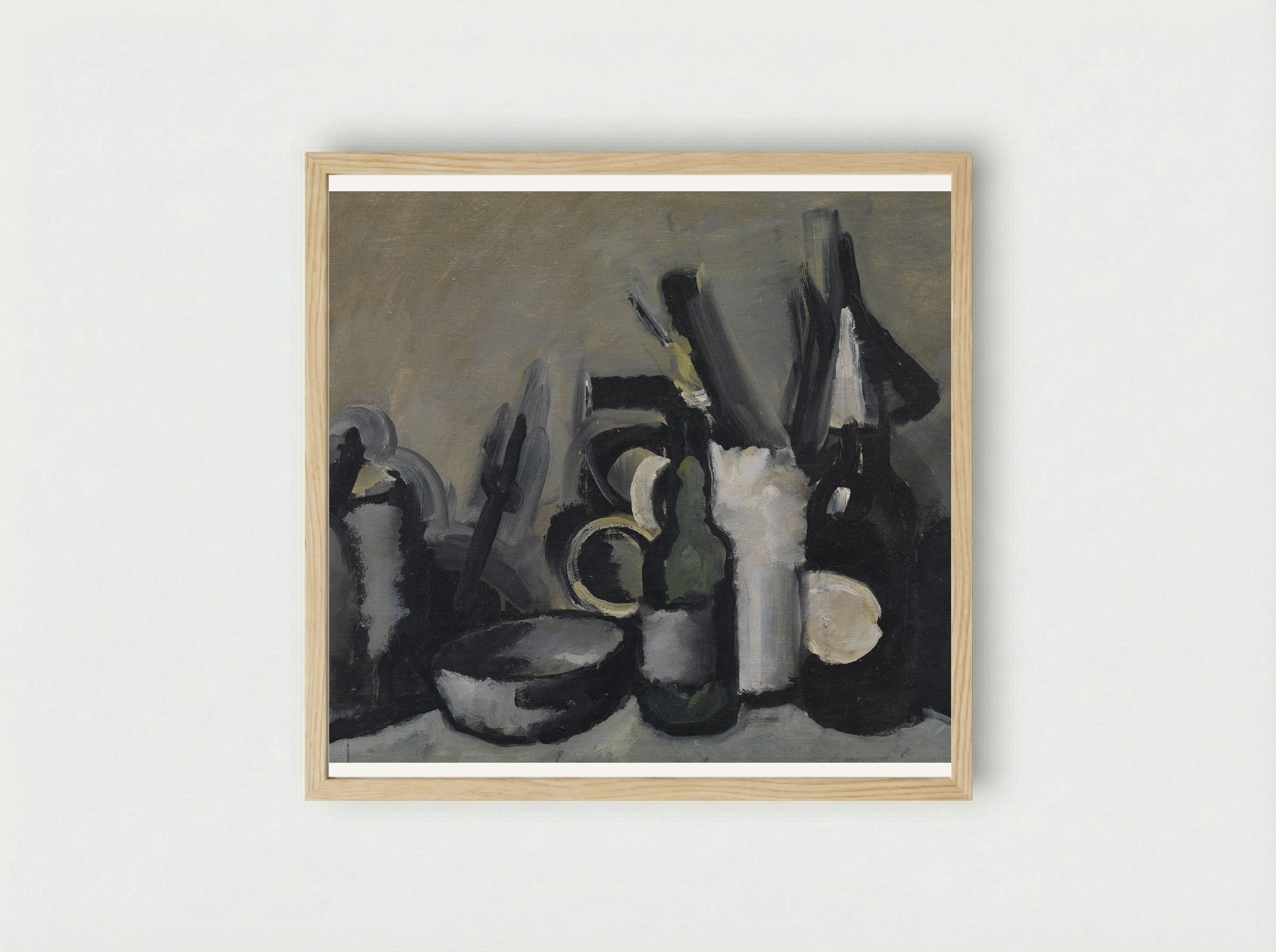 Arrangement with Bottle - Harald Giersing - Framed Print Wood