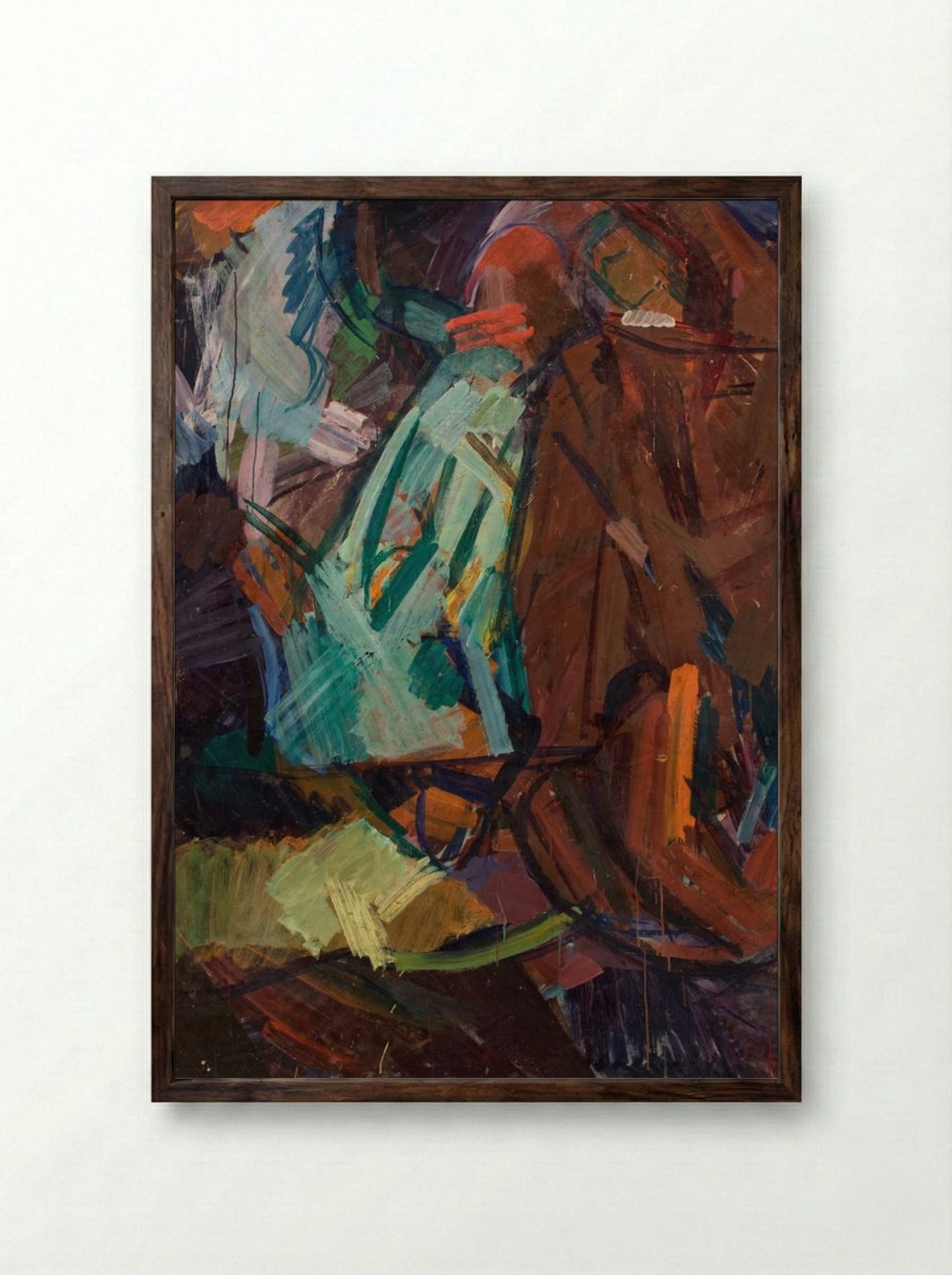 Sketch after Delacroix's Dante and Virgil - Edvard Weie - Framed Print Dark Wood