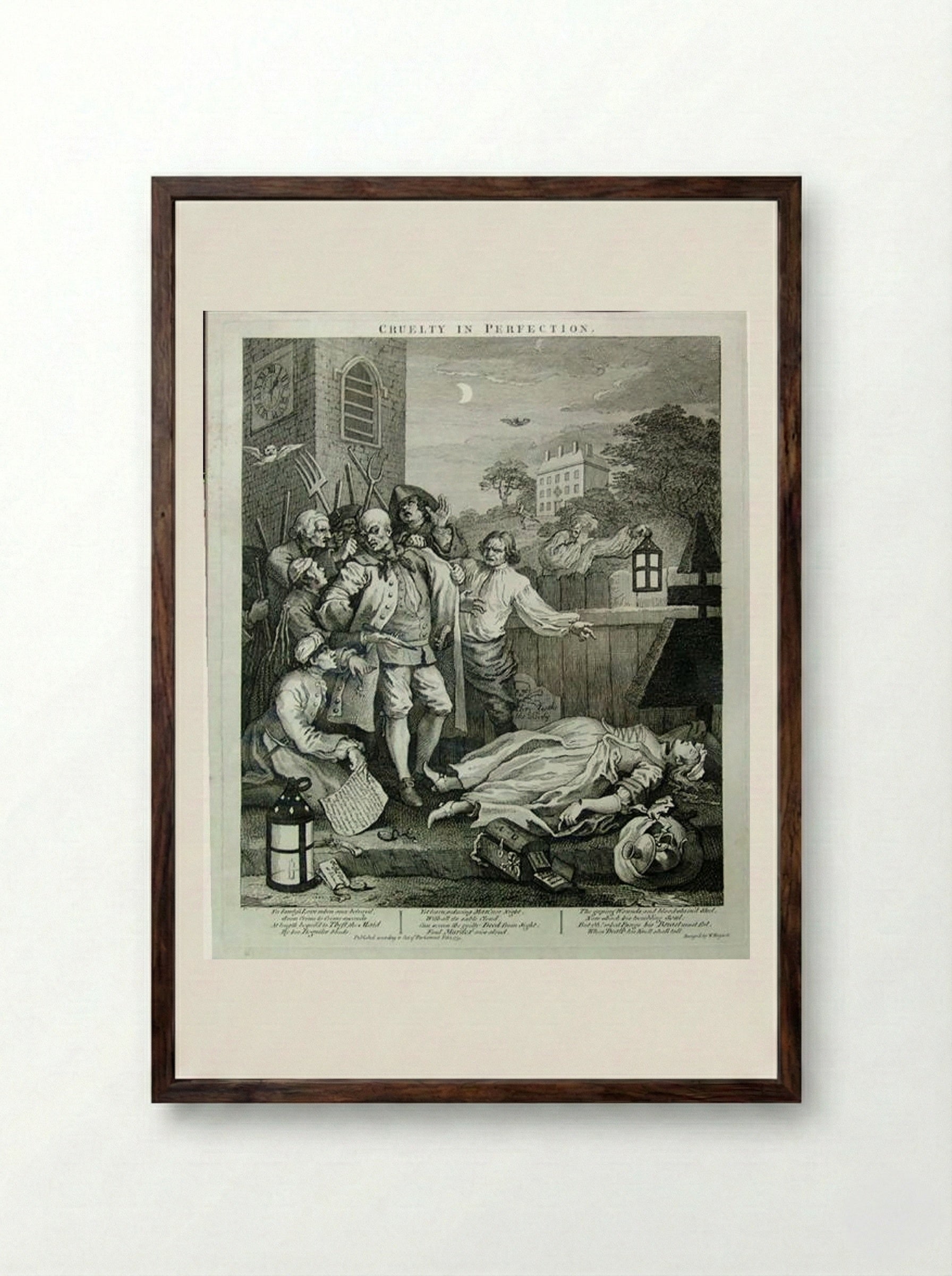 Cruelty in Perfection - William Hogarth - Framed Print Dark Wood