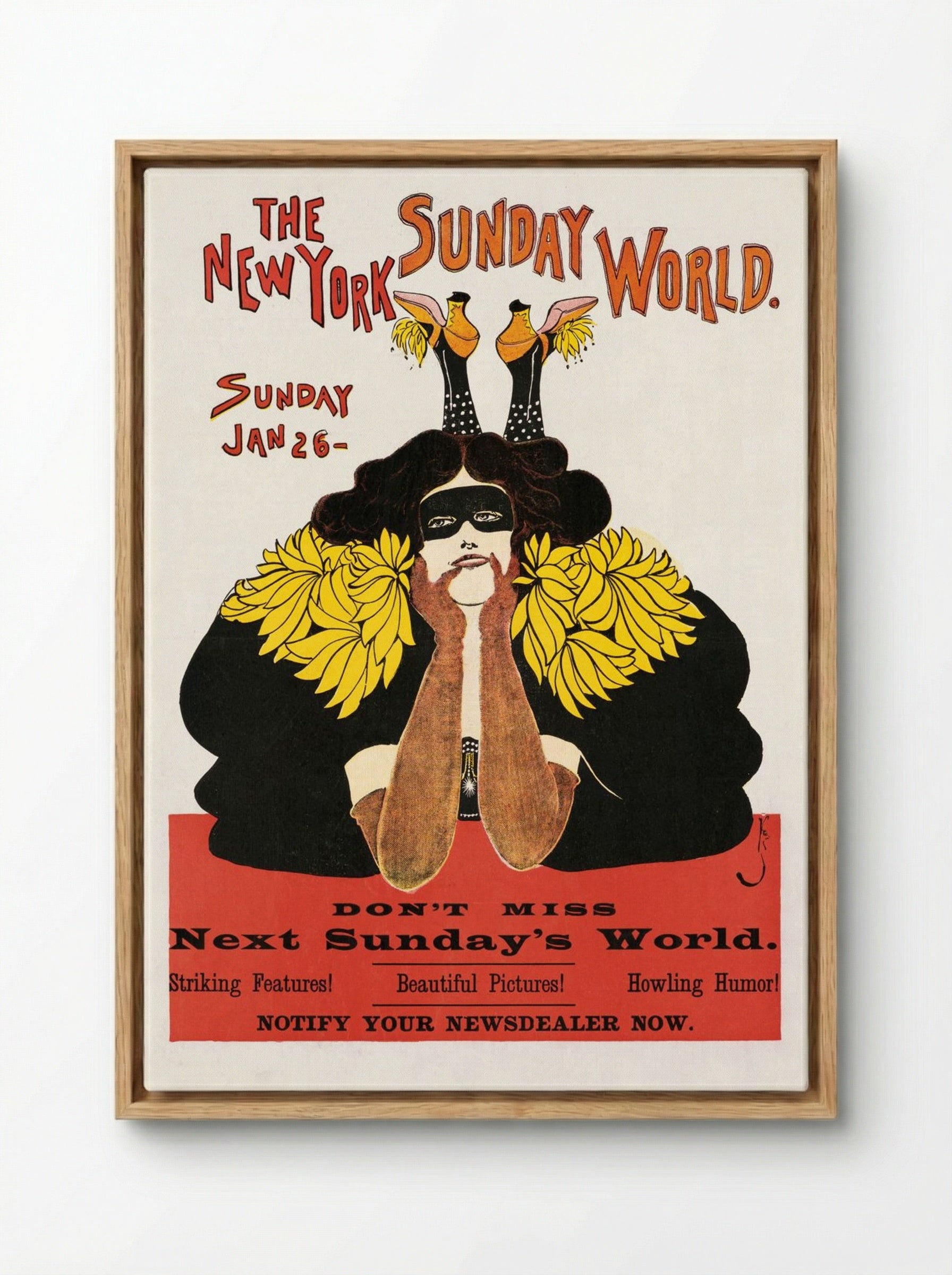 The New York Sunday World, January 26, 1896 - Frank King - Framed Canvas Wood