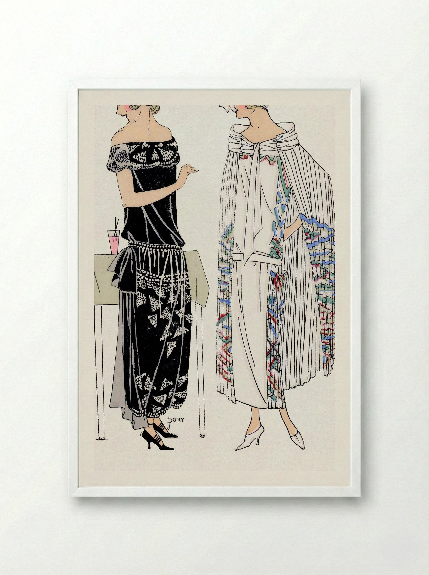 Fashion Plate from Très Parisien, No. 3 - Georges Dory - Framed Print White