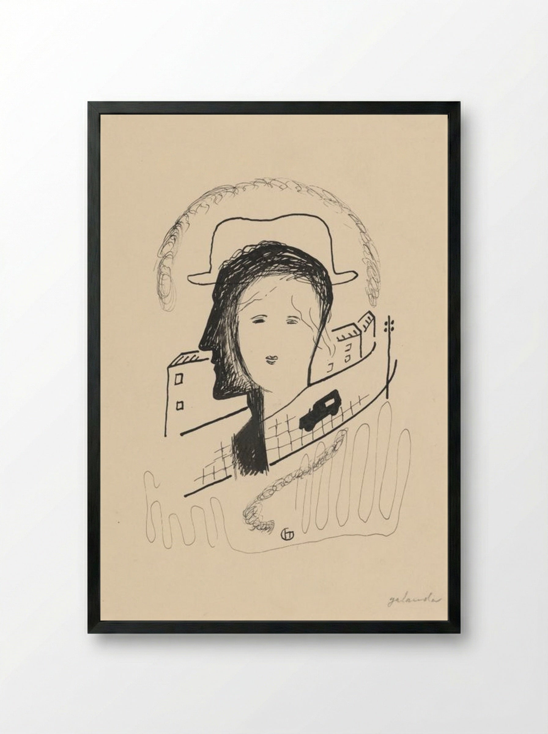 Couple in a Landscape - Mikuláš Galanda - Framed Print Black