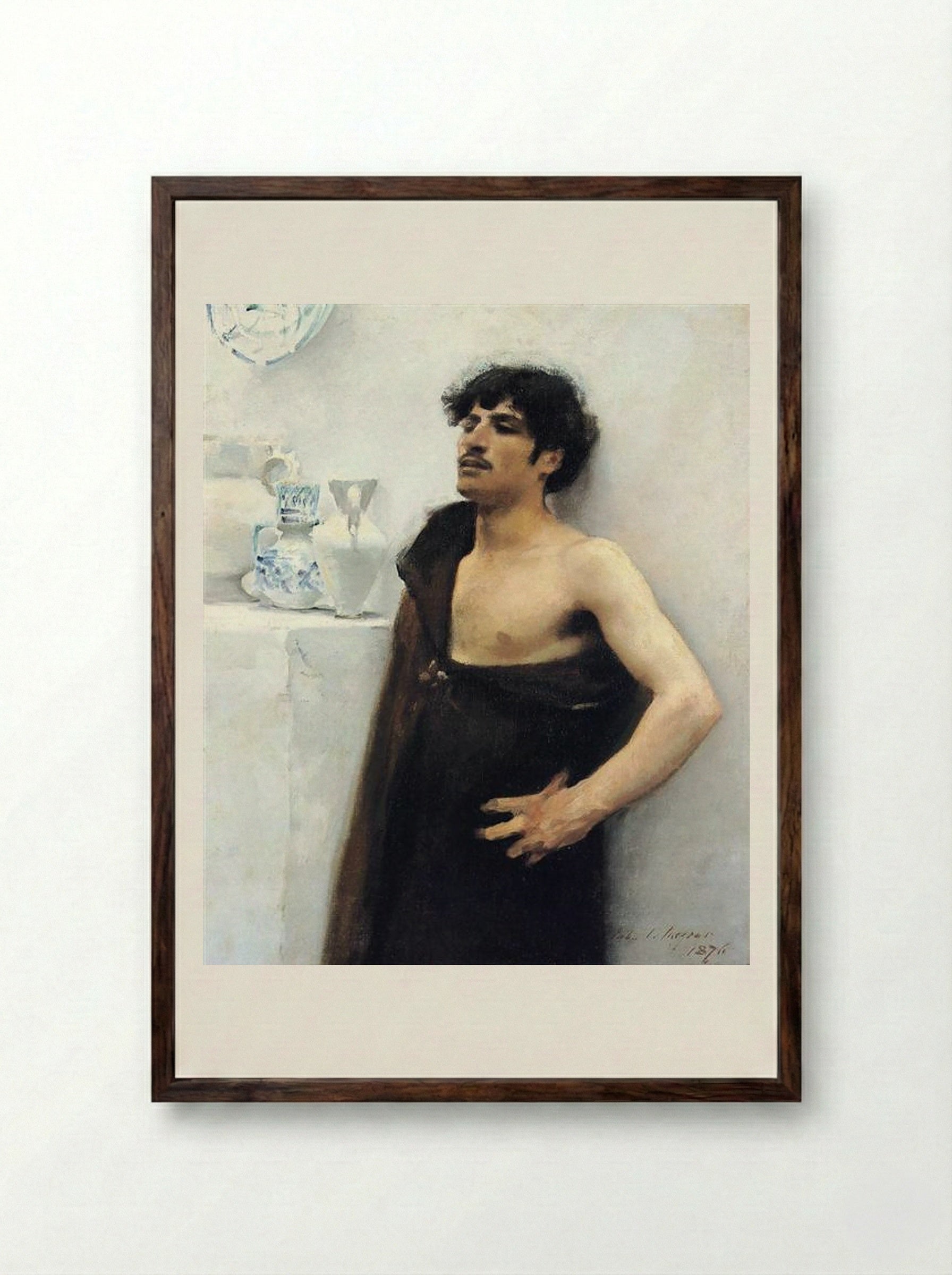 Young Man in Reverie - John Singer Sargent - Framed Print Dark Wood