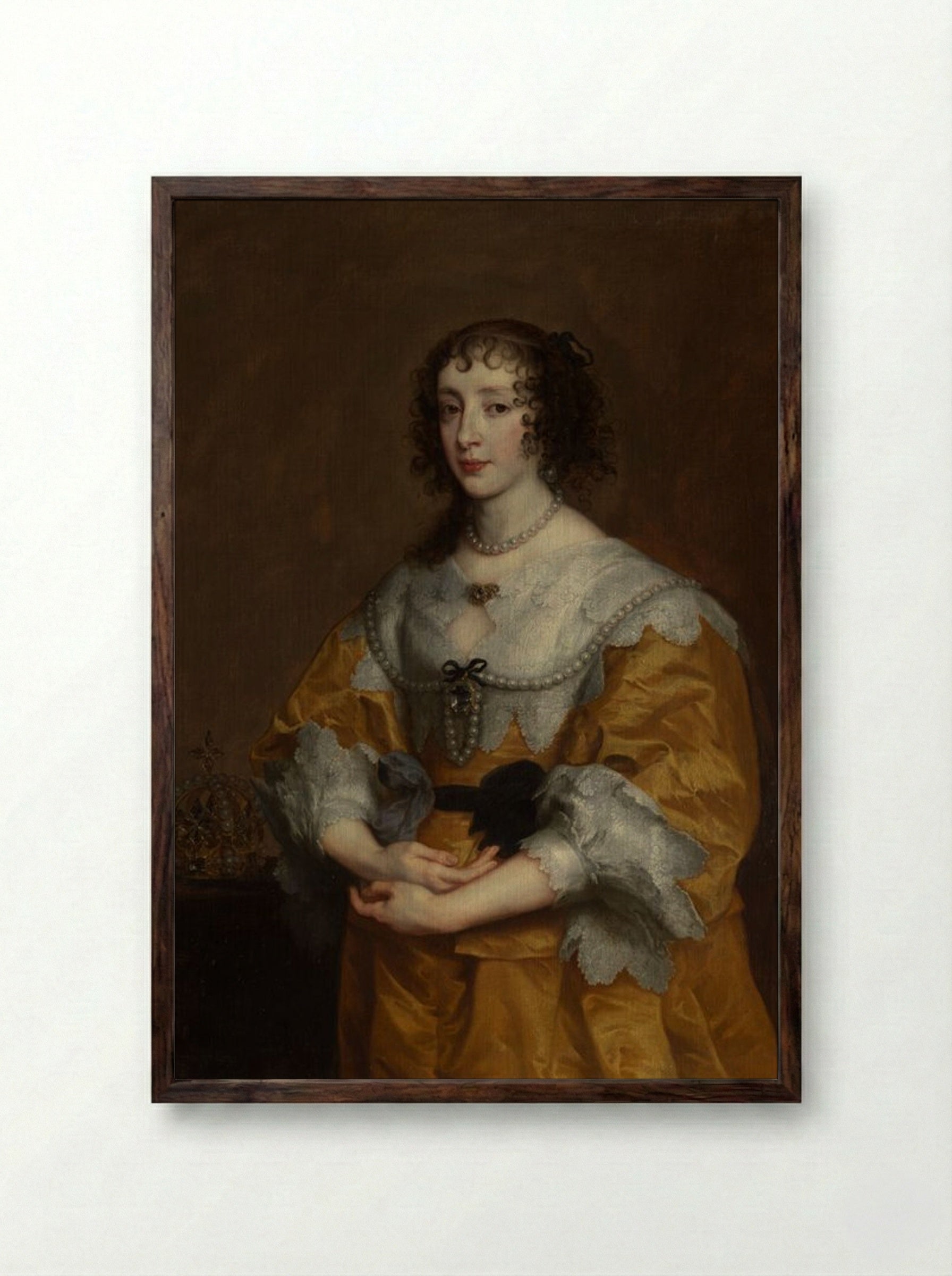 Queen Henrietta Maria - Anthony van Dyck - Framed Print Dark Wood