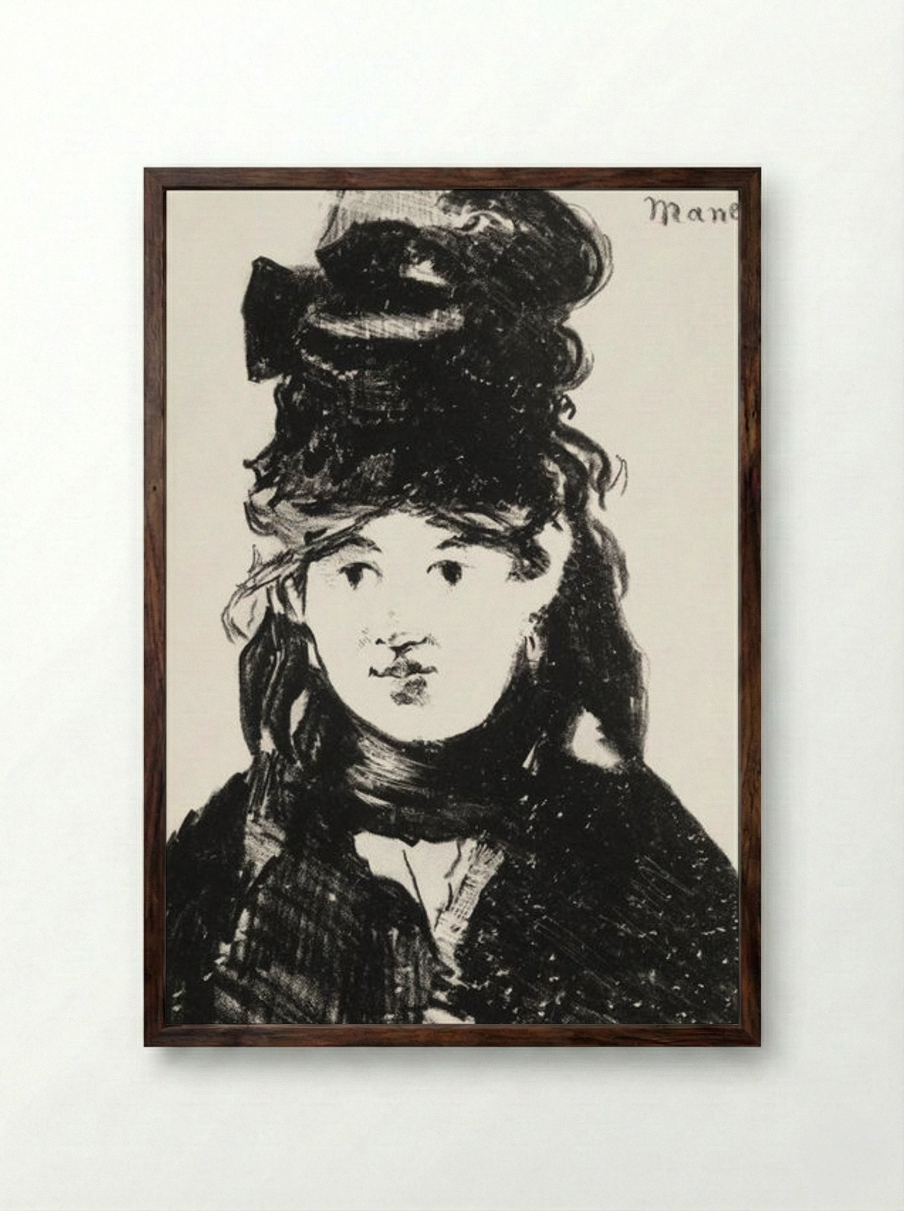 Berthe Morisot in Black - Édouard Manet - Framed Print Dark Wood