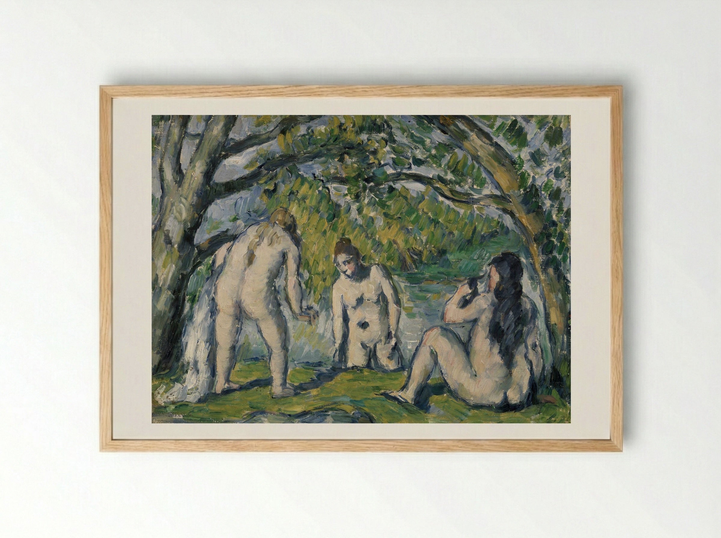 Three Bathers (Trois baigneuses) - Paul Cézanne - Framed Print Wood