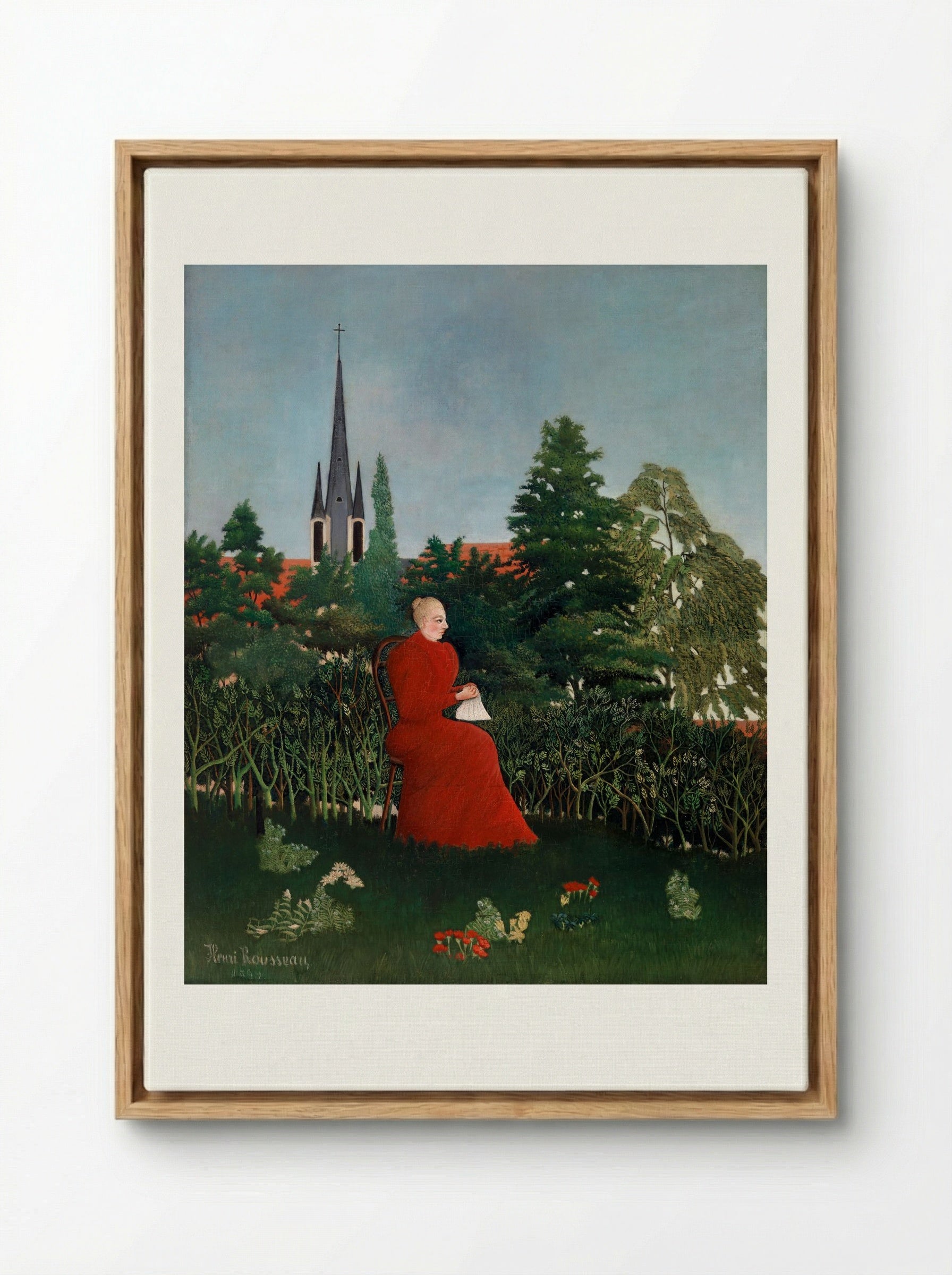 Portrait of a Woman in a Landscape - Henri Rousseau - Framed Canvas Wood