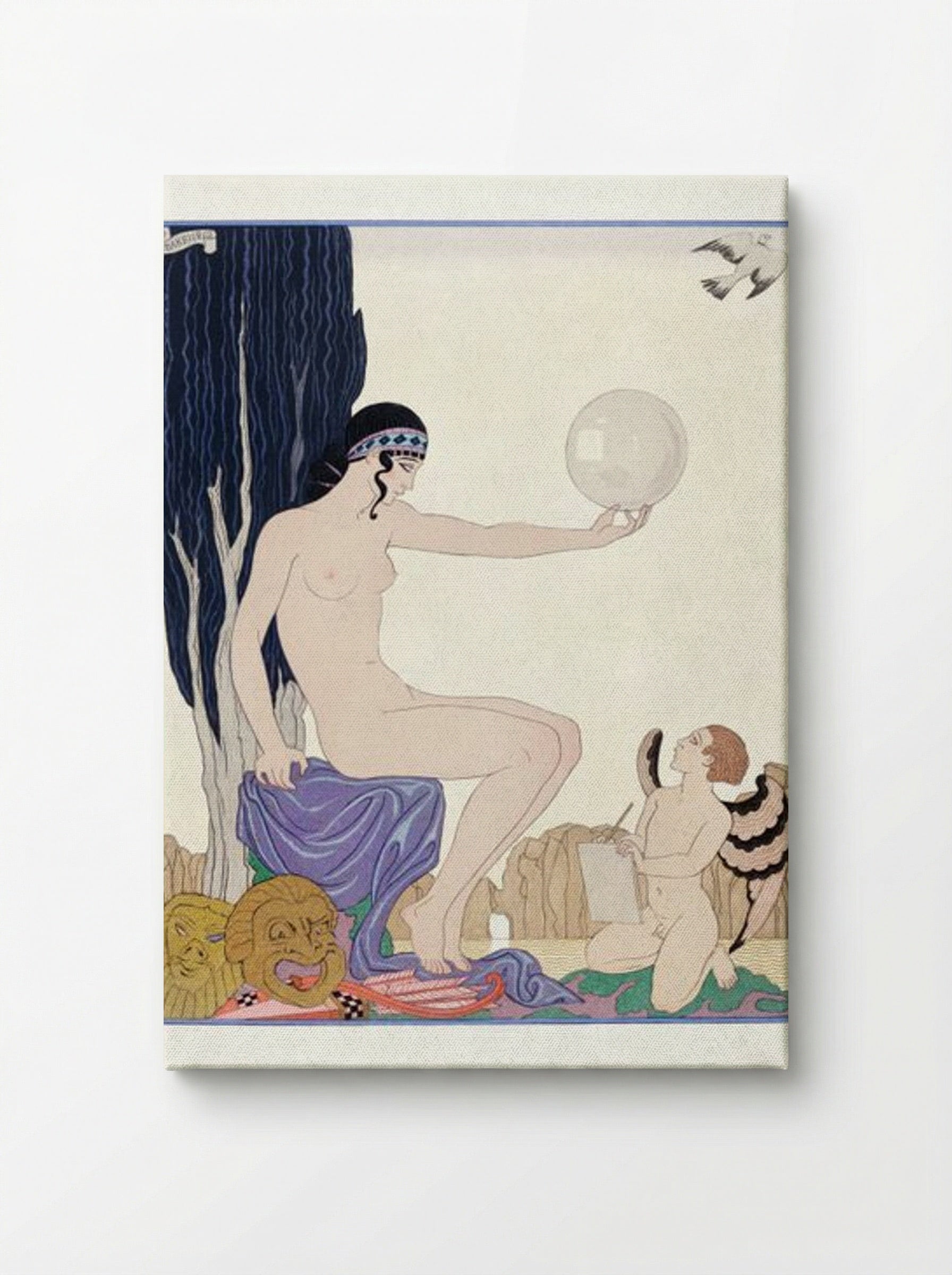 Seated Woman and Cherub - George Barbier - Canvas